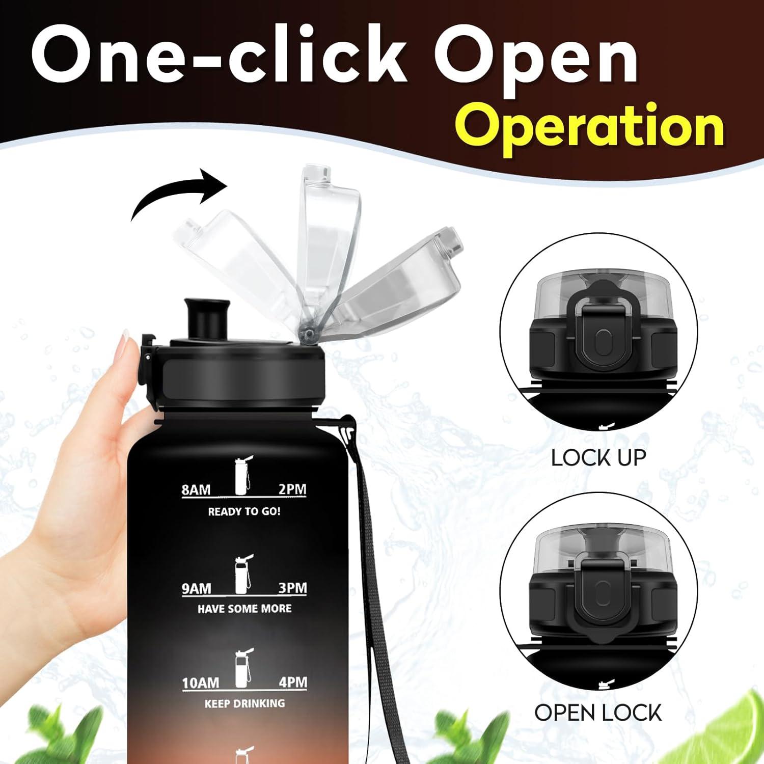 imageBouteille deau 500ml Gourde Enfant avec Filtre Gourde Sport tanche Gourdes avec Marqueur de Temps Bouteille Reutilisable Gourdes Motivation Idale pour Yoga cole Bureau Randonne50oz1500ml Noir Rouge