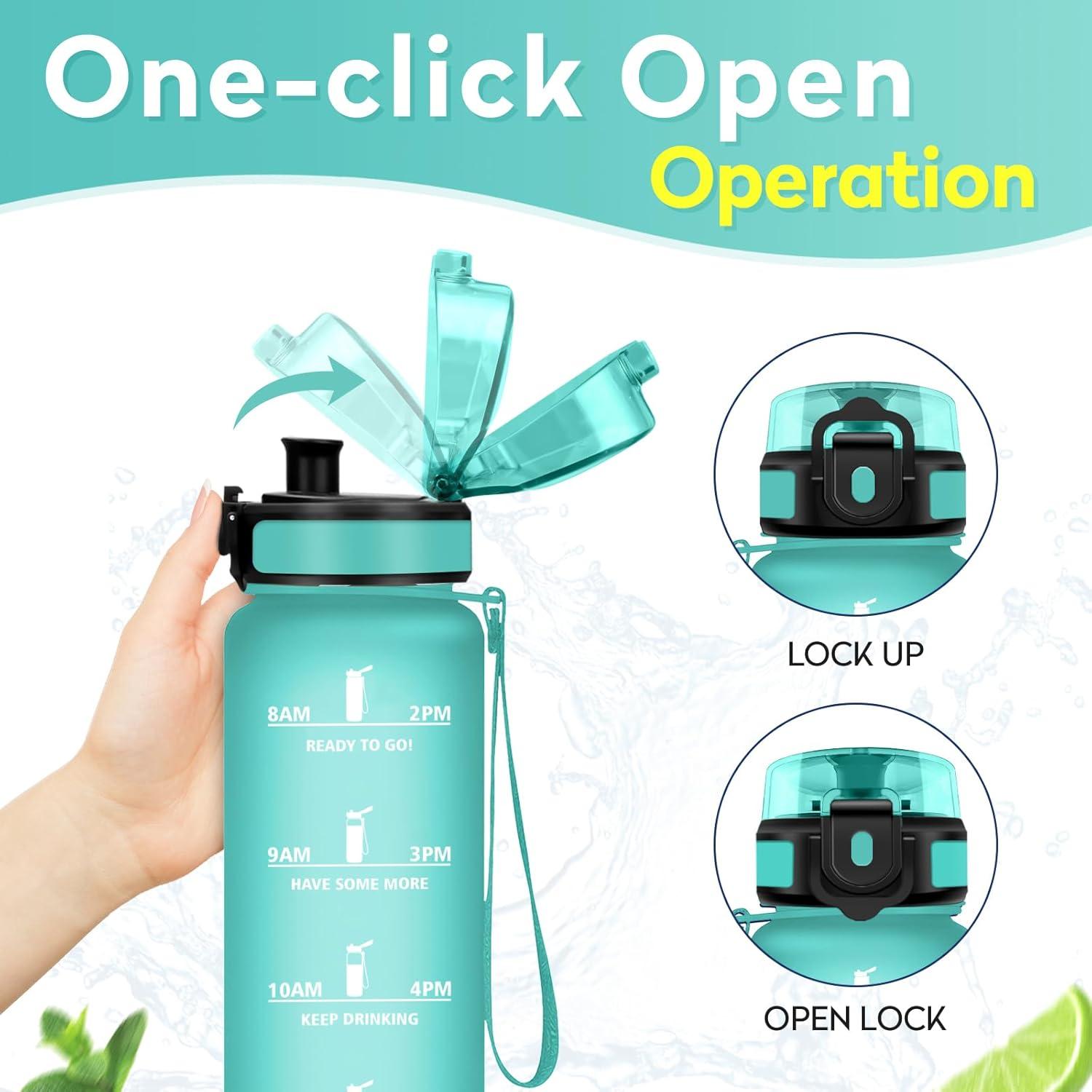 imageBouteille deau 500ml Gourde Enfant avec Filtre Gourde Sport tanche Gourdes avec Marqueur de Temps Bouteille Reutilisable Gourdes Motivation Idale pour Yoga cole Bureau Randonne17oz500ml Mat Bleuvert