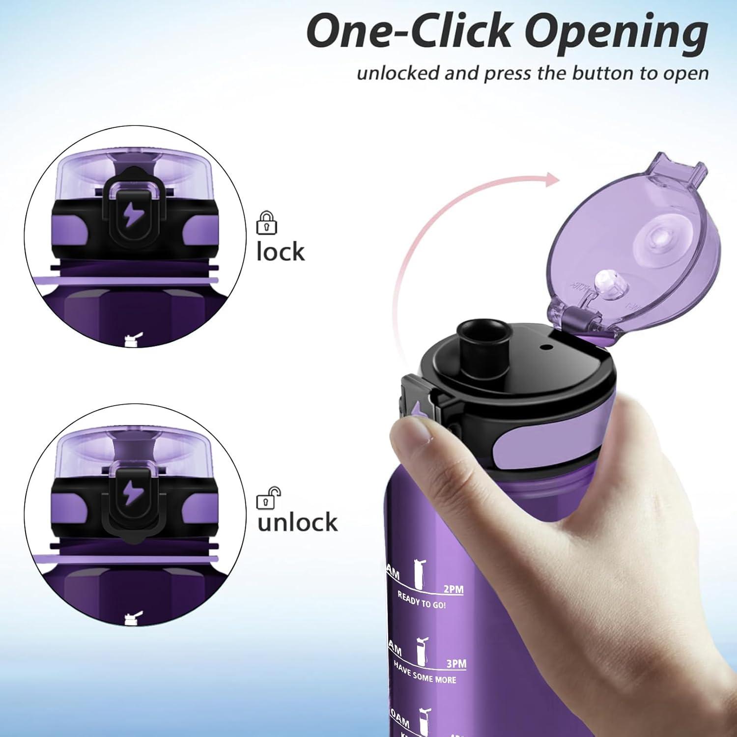 imageGrsta Gourde 15L Gourde Sport sans BPA Bouteille deau Gourde Gradue pour 1 Journee Filtre et Marqueur de Temps Gourde Motivation pour la randonne lcole Noir rougeViolet Foncg