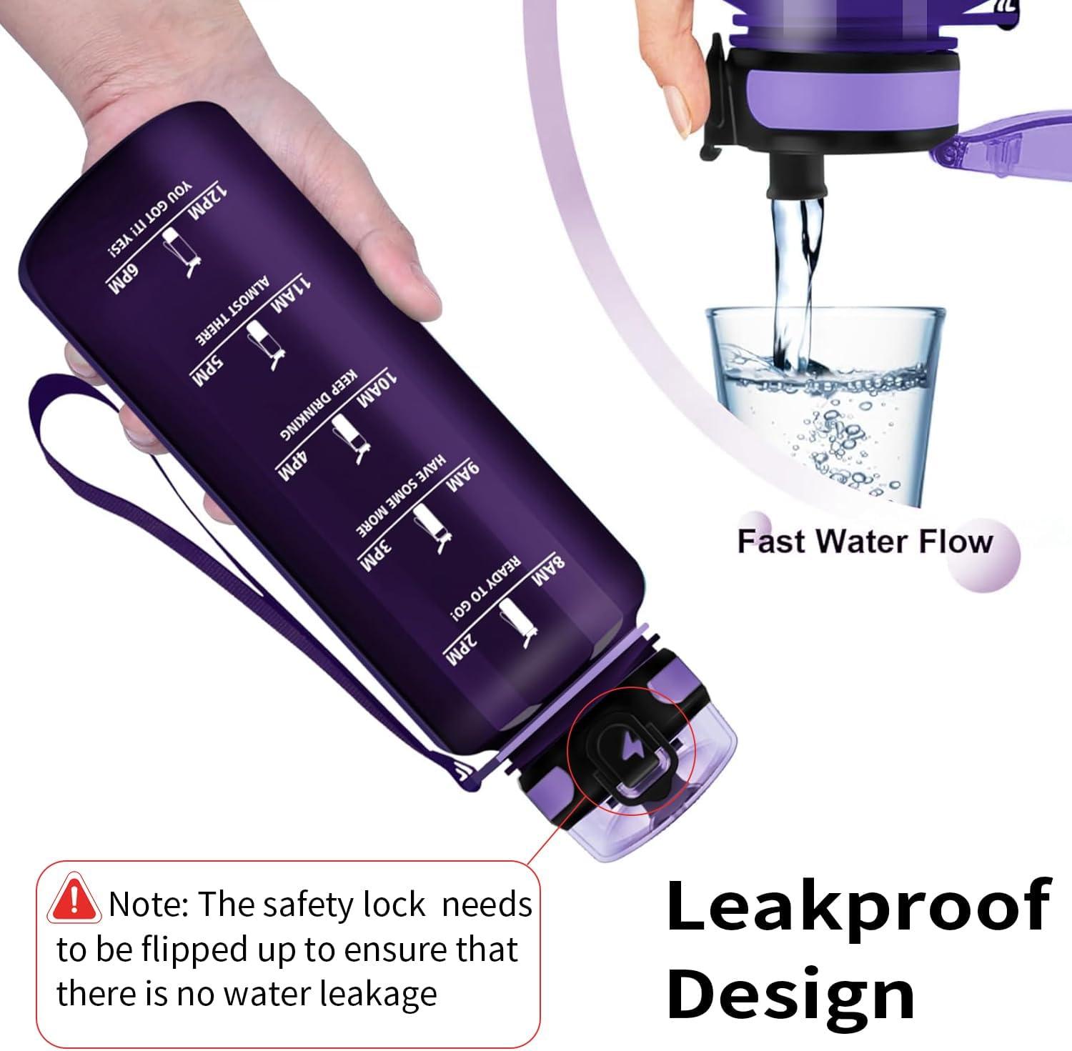 imageGrsta Gourde 15L Gourde Sport sans BPA Bouteille deau Gourde Gradue pour 1 Journee Filtre et Marqueur de Temps Gourde Motivation pour la randonne lcole Noir rougeViolet Foncg