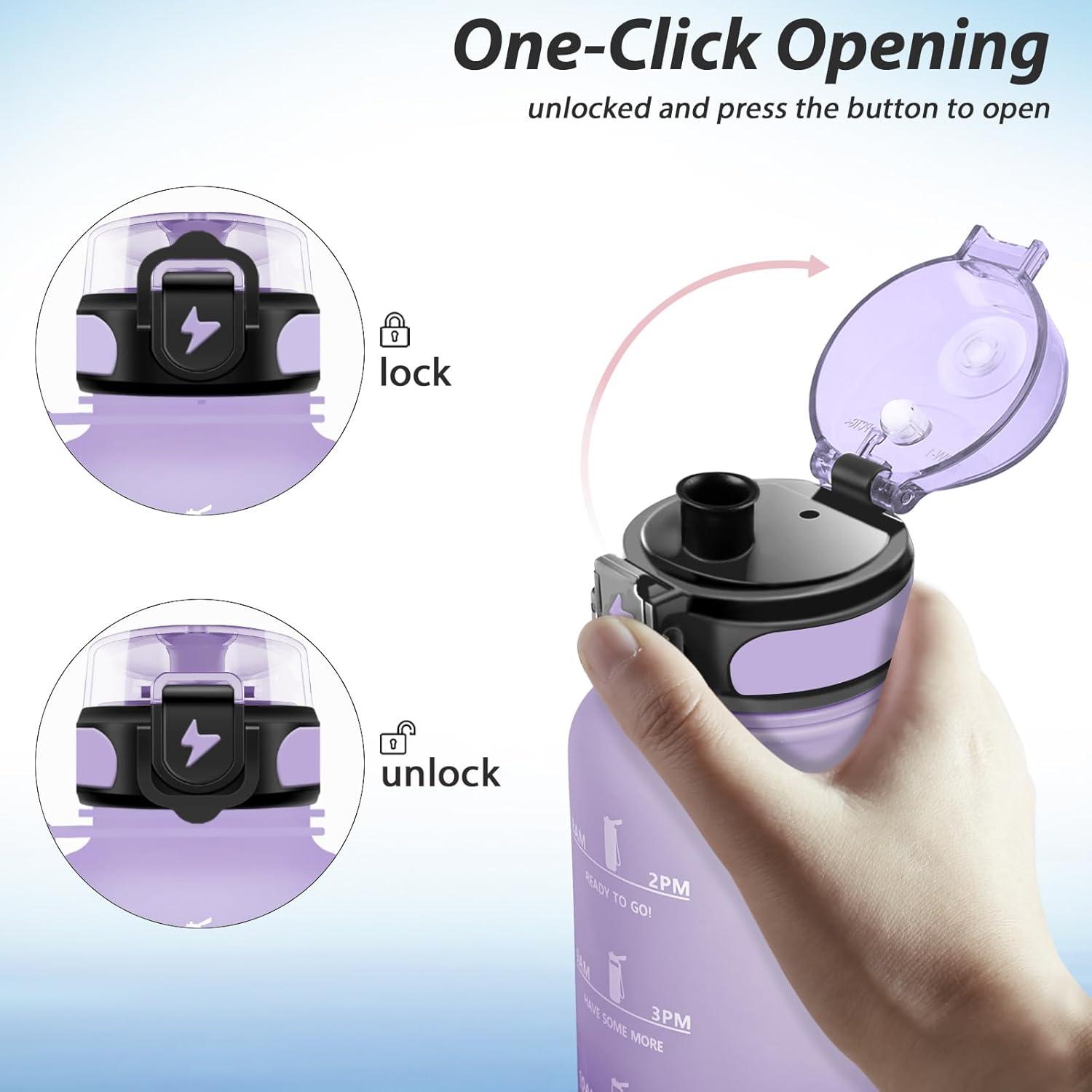 imageGrsta Gourde 15L Gourde Sport sans BPA Bouteille deau Gourde Gradue pour 1 Journee Filtre et Marqueur de Temps Gourde Motivation pour la randonne lcole Noir rougeViolet
