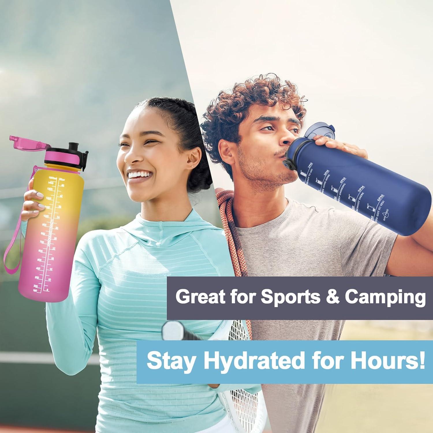 imageGrsta Gourde 15L Gourde Sport sans BPA Bouteille deau Gourde Gradue pour 1 Journee Filtre et Marqueur de Temps Gourde Motivation pour la randonne lcole Noir rougeBleu Violet