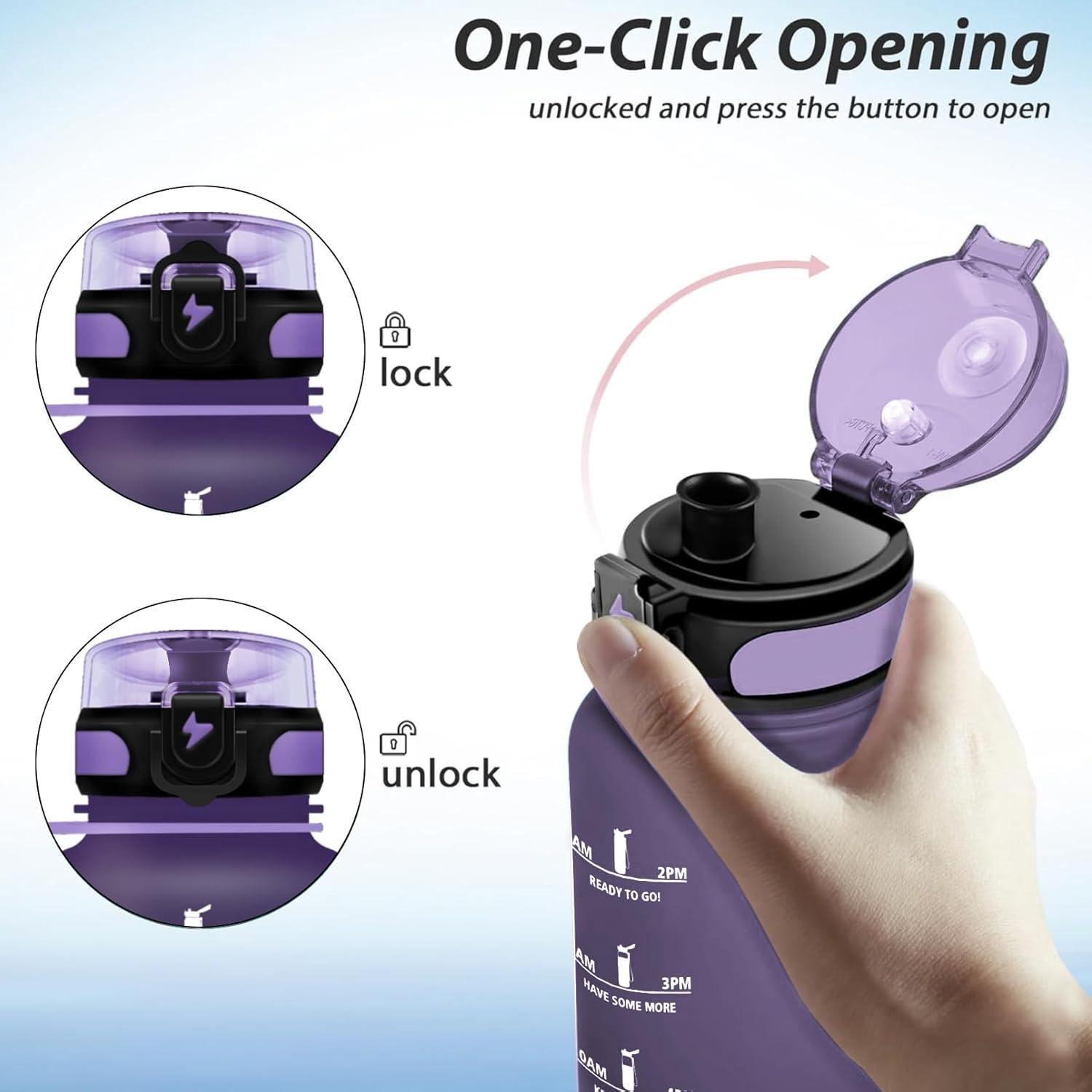 imageGrsta Gourde 15L Gourde Sport sans BPA Bouteille deau Gourde Gradue pour 1 Journee Filtre et Marqueur de Temps Gourde Motivation pour la randonne lcole Noir rougeViolet Foncm