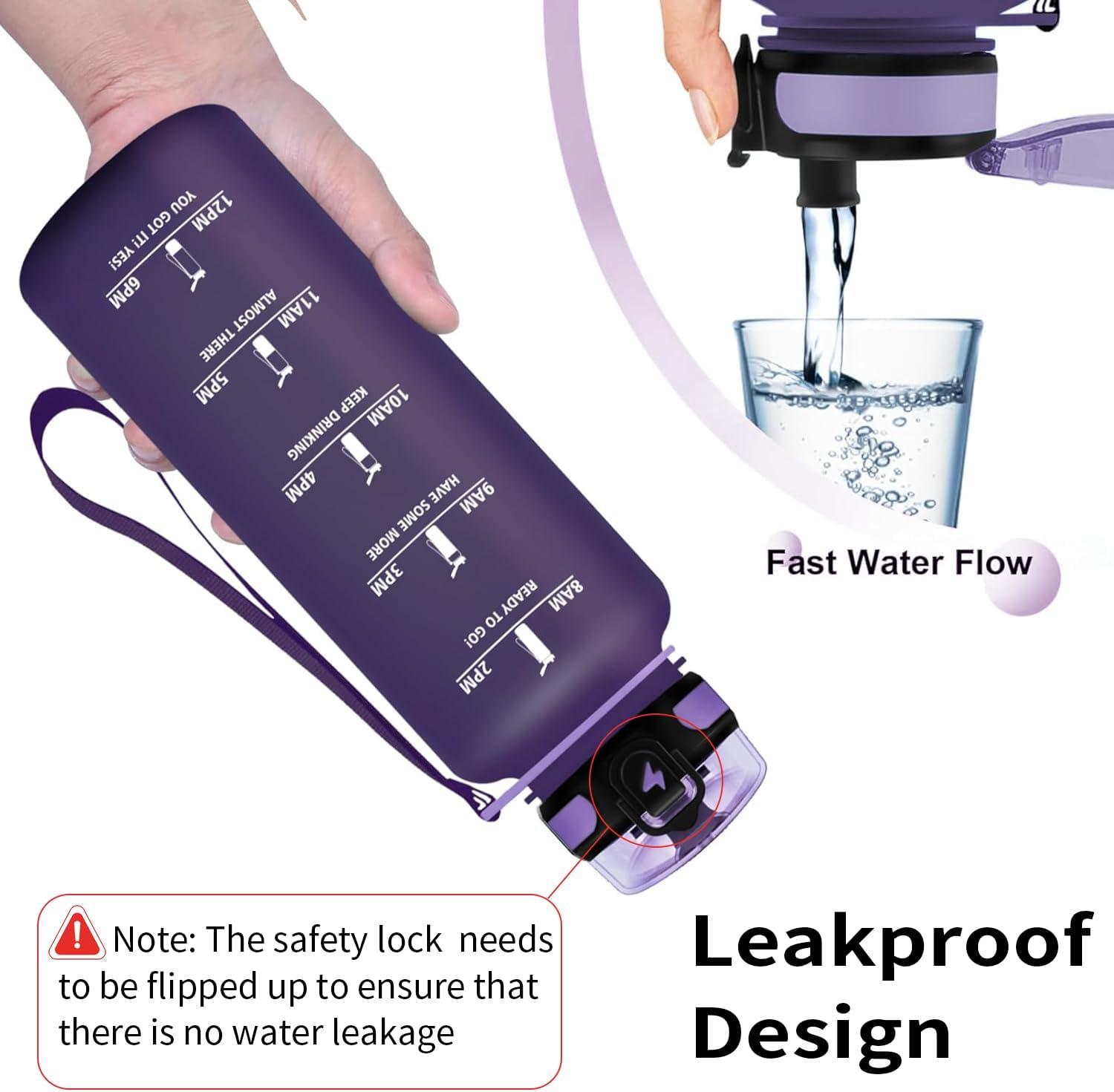 imageGrsta Gourde 15L Gourde Sport sans BPA Bouteille deau Gourde Gradue pour 1 Journee Filtre et Marqueur de Temps Gourde Motivation pour la randonne lcole Noir rougeViolet Foncm