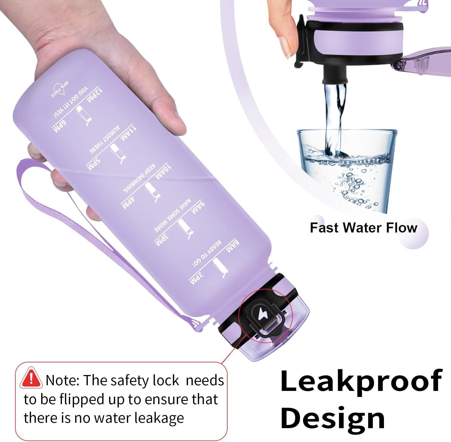 imageGrsta Gourde 15L Gourde Sport sans BPA Bouteille deau Gourde Gradue pour 1 Journee Filtre et Marqueur de Temps Gourde Motivation pour la randonne lcole Noir rougeViolet