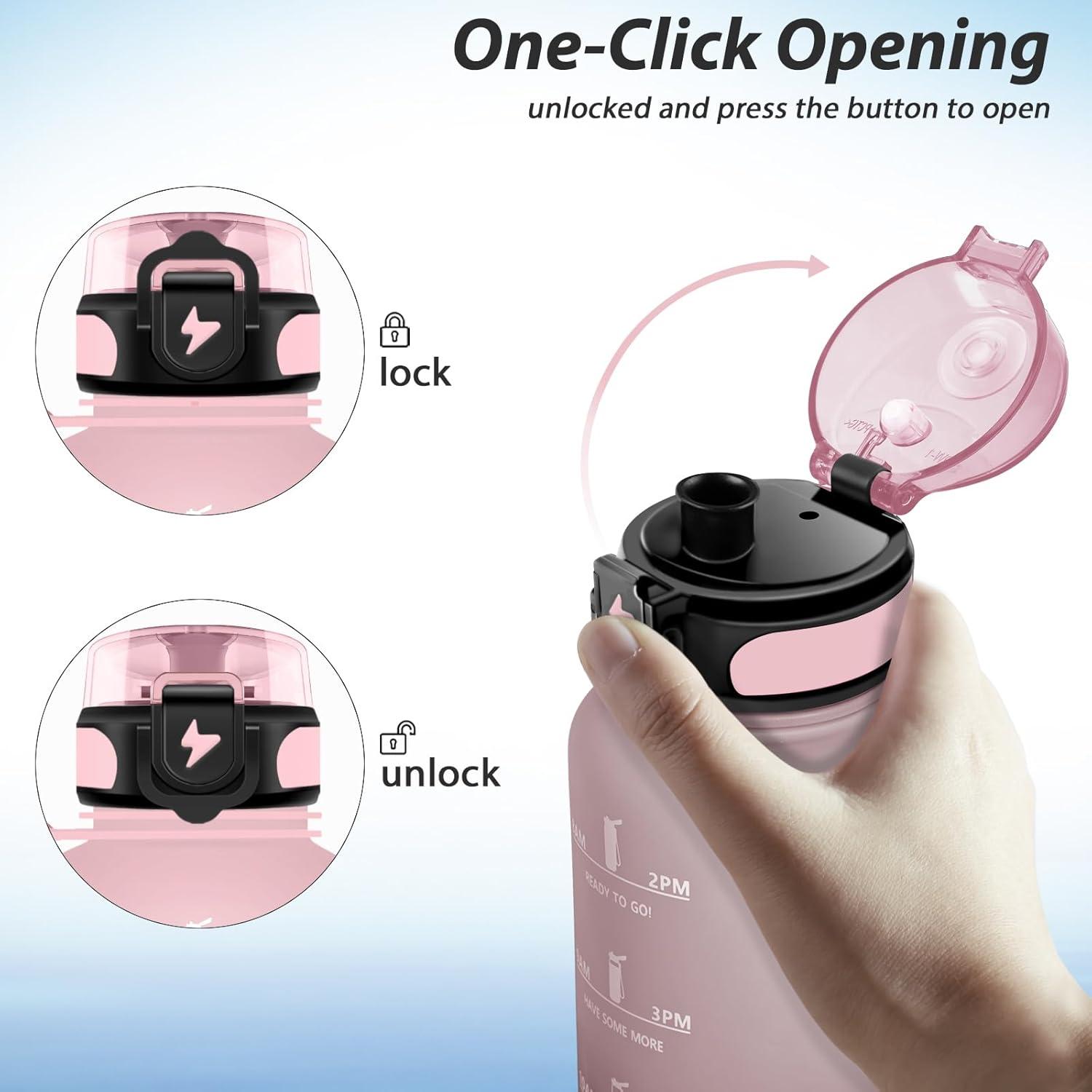 imageGrsta Gourde 15L Gourde Sport sans BPA Bouteille deau Gourde Gradue pour 1 Journee Filtre et Marqueur de Temps Gourde Motivation pour la randonne lcole Noir rougeRosecyan