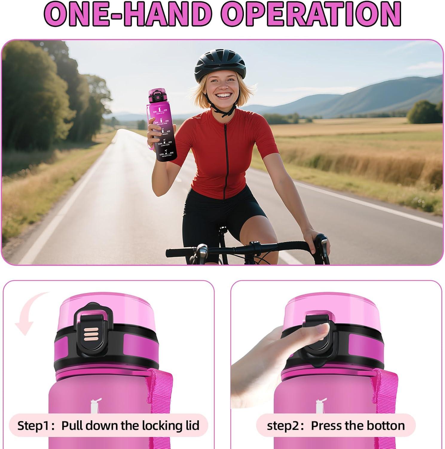 imageHoneyHolly Gourde 15L Bouteille Gourde Sport avec Paille Water Bottle Motivation avec Marqueur de Temps Water Bottle tanche Bouteille deau pour Randonne Camping Fitness CyclismeLilaschwarz 1000ml