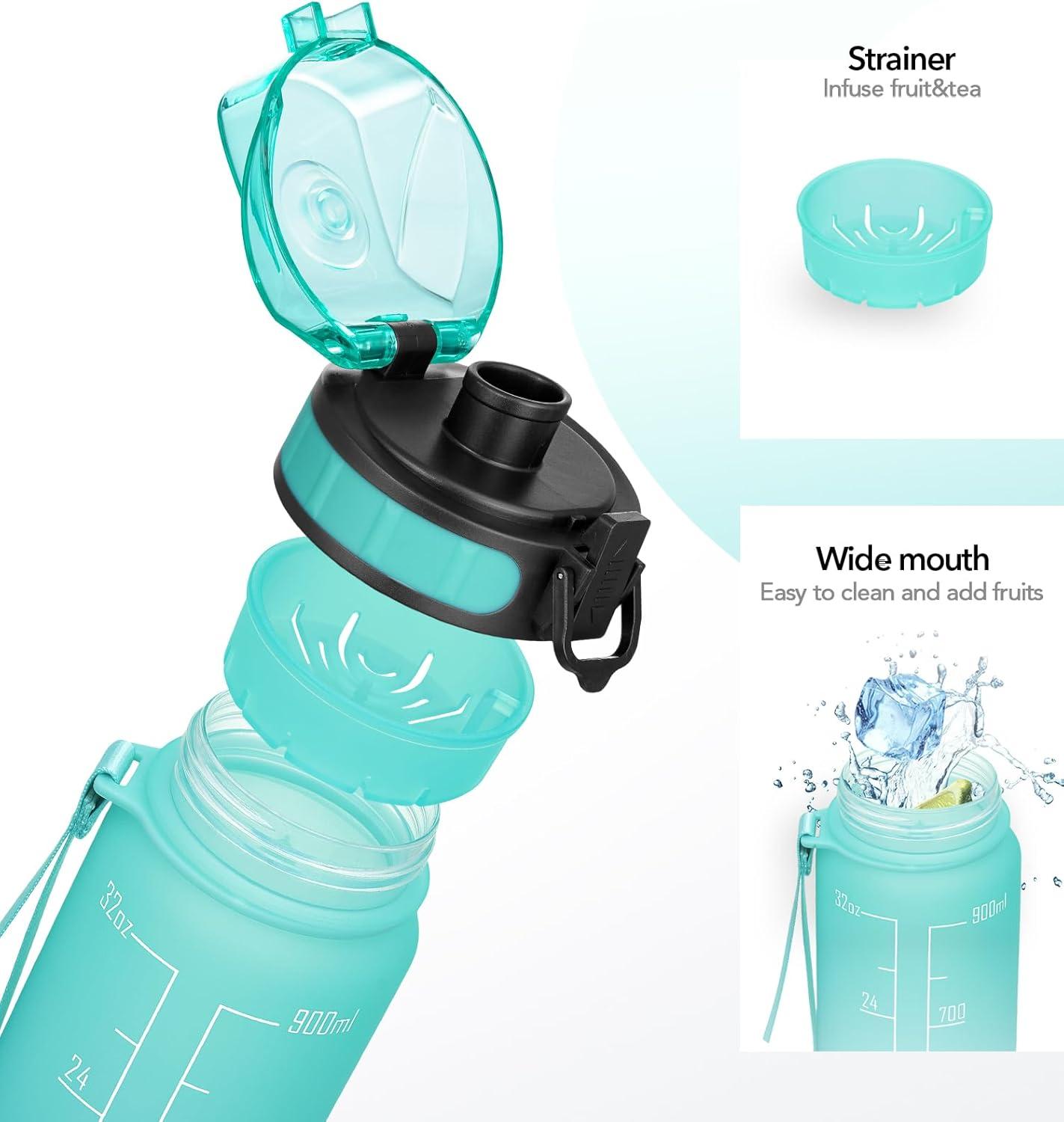 imageHydroPal Gourde Sport 1 Litre Bouteille deau de motivation avec Marqueur de Temps Gourde Filtrante ampamp Bouteille pour Adulte sans BPA pour Sport Gym Bureau Yoga Vert ple et rose pleVert Ple et Rose Ple