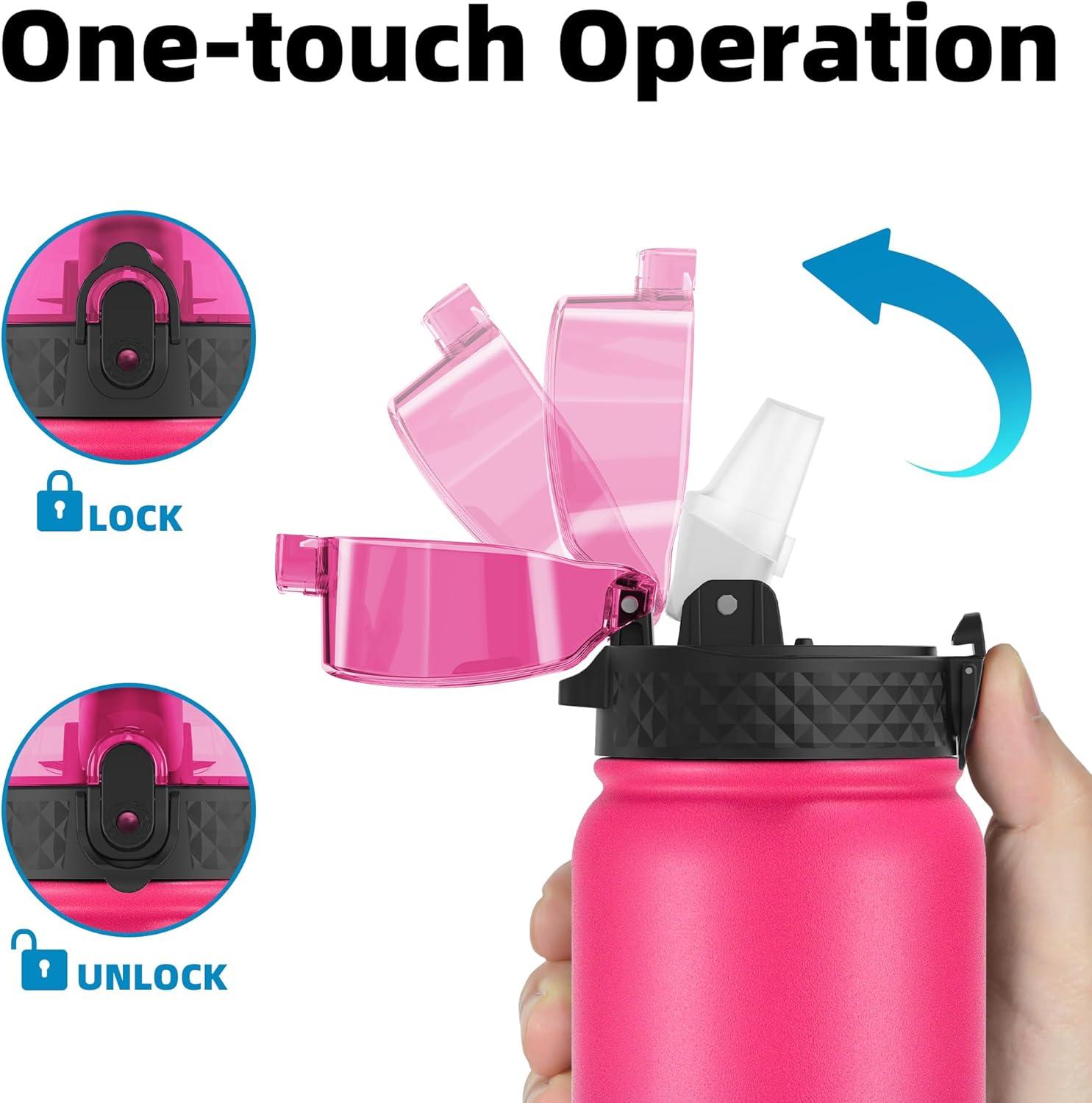 imageOLDLEY Bouteille deau en Acier Inoxydable avec Paille 1L Isotherme Sous Vide Grande gourde en Mtal tanche Garder les Boissons au Chaud et au Froid pour Vlo Camping Sports Gym Adulte Femme HommeRos Vert