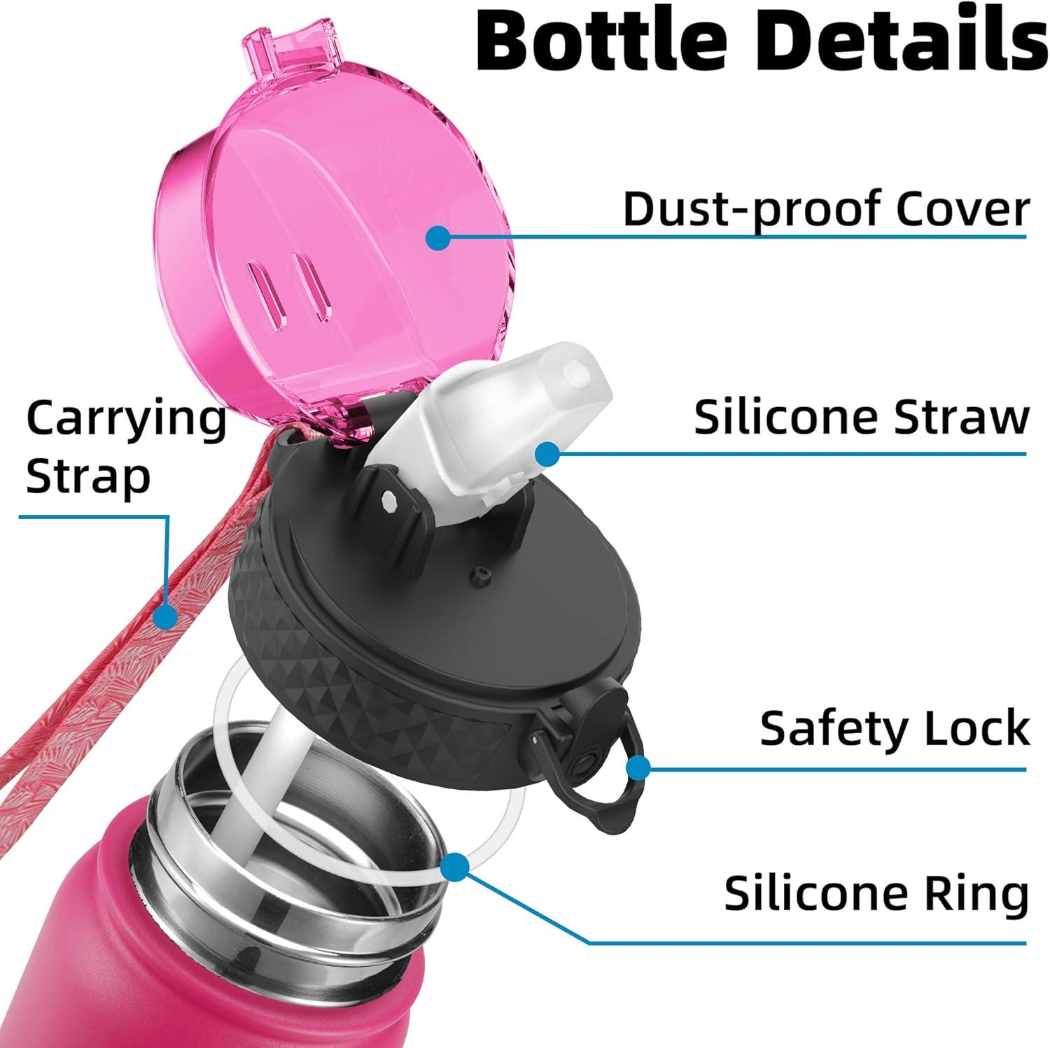 imageOLDLEY Bouteille deau en Acier Inoxydable avec Paille 1L Isotherme Sous Vide Grande gourde en Mtal tanche Garder les Boissons au Chaud et au Froid pour Vlo Camping Sports Gym Adulte Femme HommeRos Vert