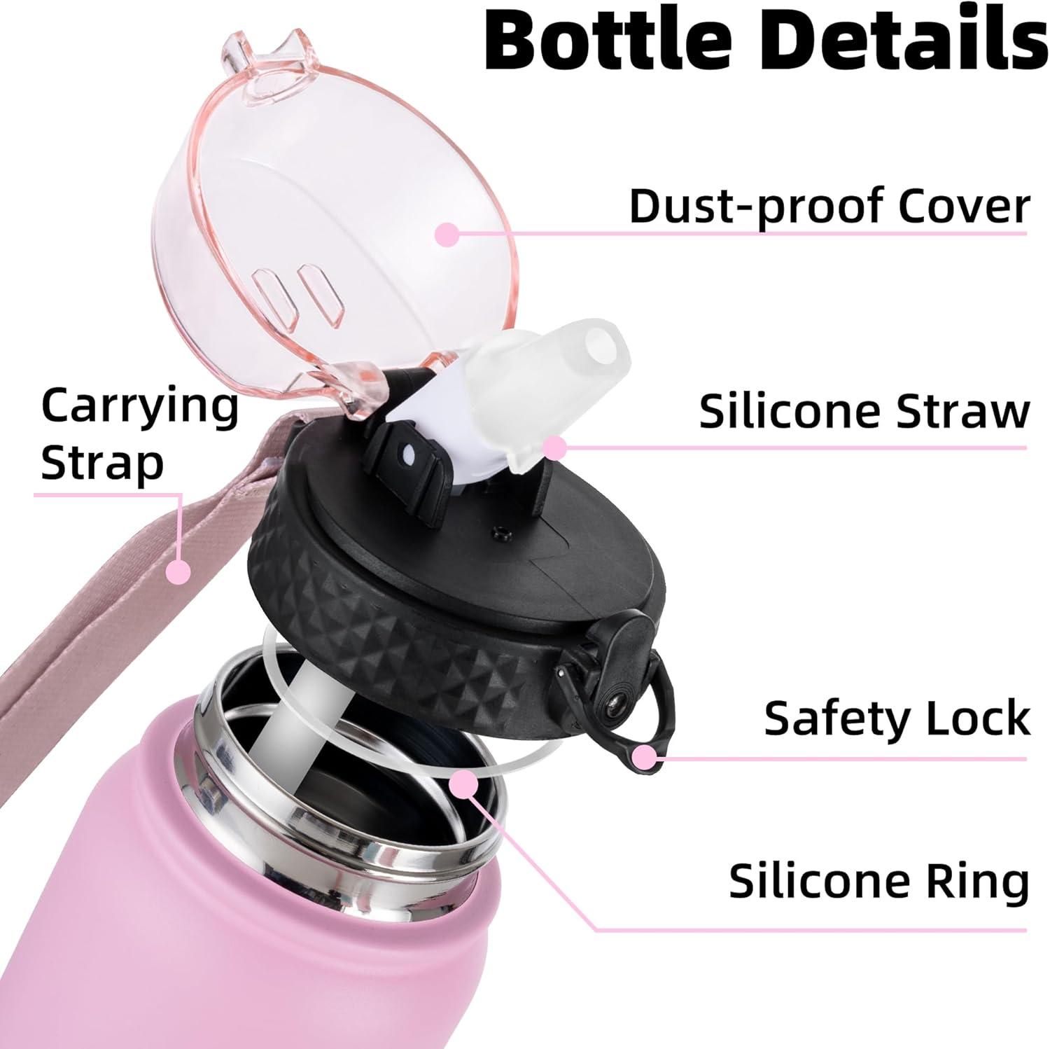 imageOLDLEY Bouteille deau en Acier Inoxydable avec Paille 1L Isotherme Sous Vide Grande gourde en Mtal tanche Garder les Boissons au Chaud et au Froid pour Vlo Camping Sports Gym Adulte Femme HommeRose Violet
