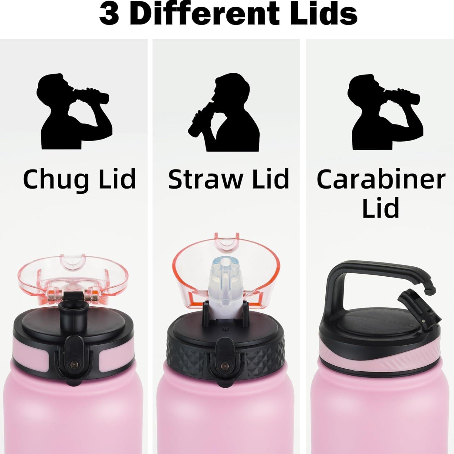 imageOLDLEY Bouteille deau en Acier Inoxydable avec Paille 1L Isotherme Sous Vide Grande gourde en Mtal tanche Garder les Boissons au Chaud et au Froid pour Vlo Camping Sports Gym Adulte Femme HommeRose Violet