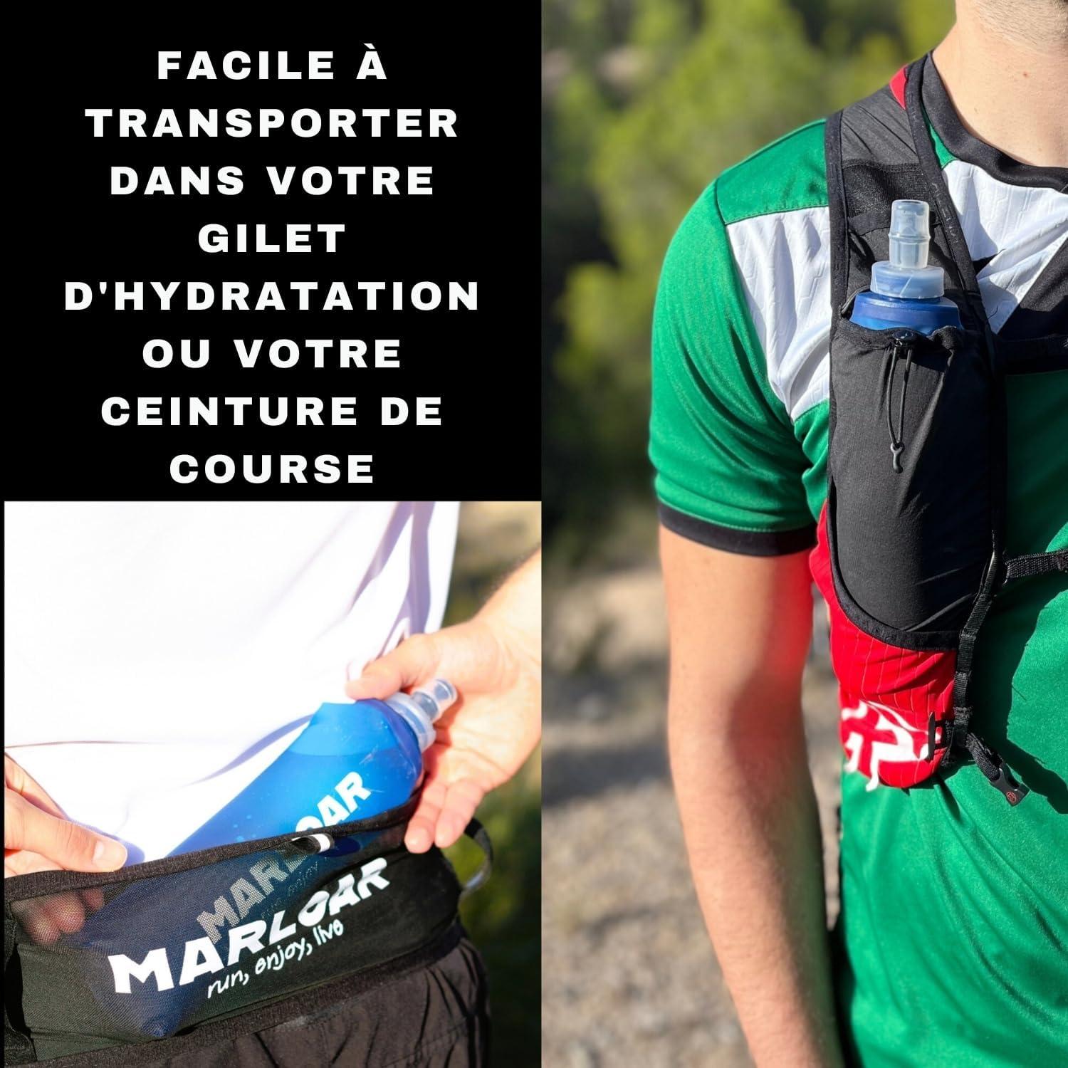 image:imageFlasque Running Pack de 2 Gourdes Souples Pliables Idal pour Course Pied Trail et Randonne sans BPABleu