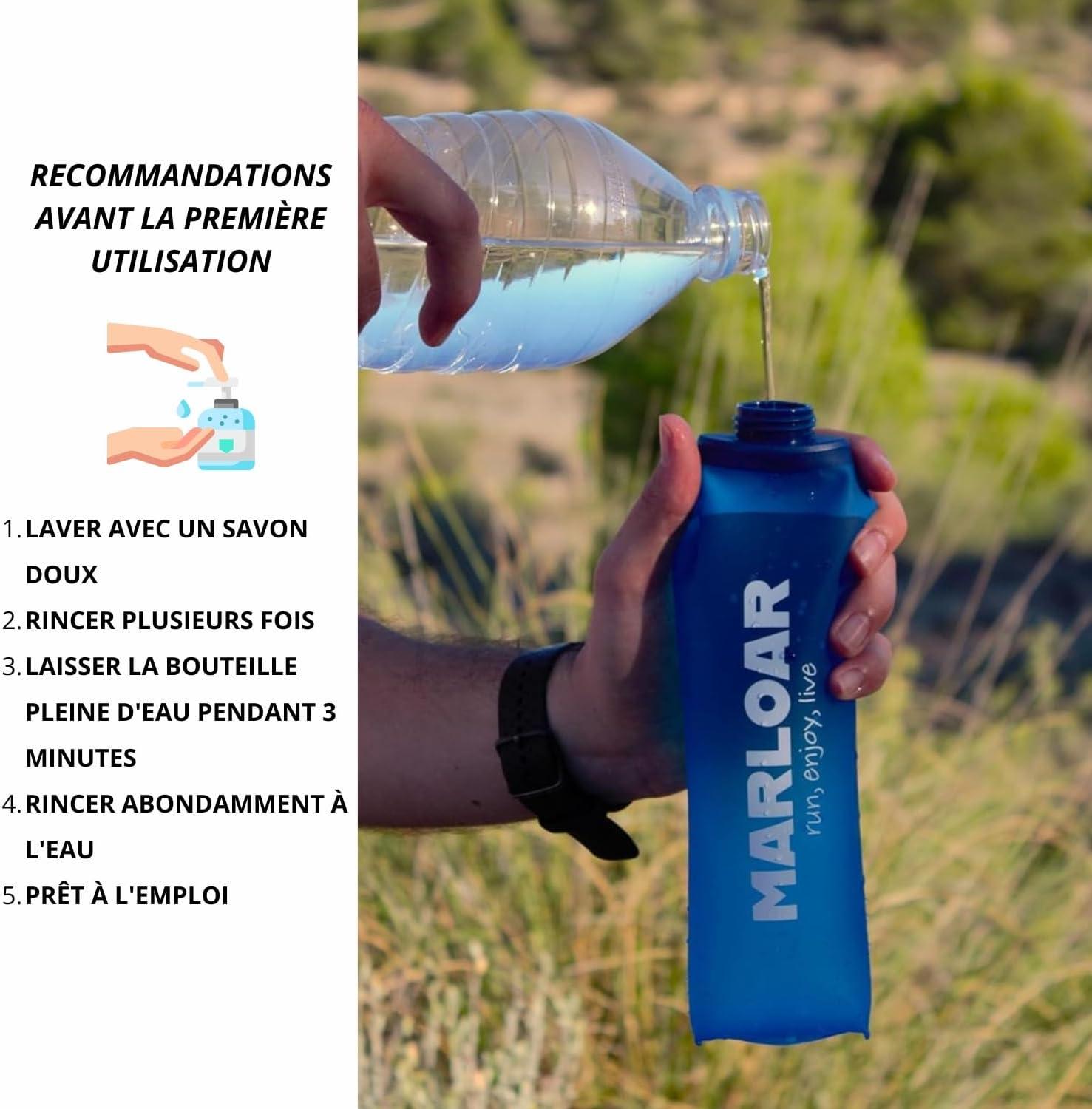 image:imageFlasque Running Pack de 2 Gourdes Souples Pliables Idal pour Course Pied Trail et Randonne sans BPABleu