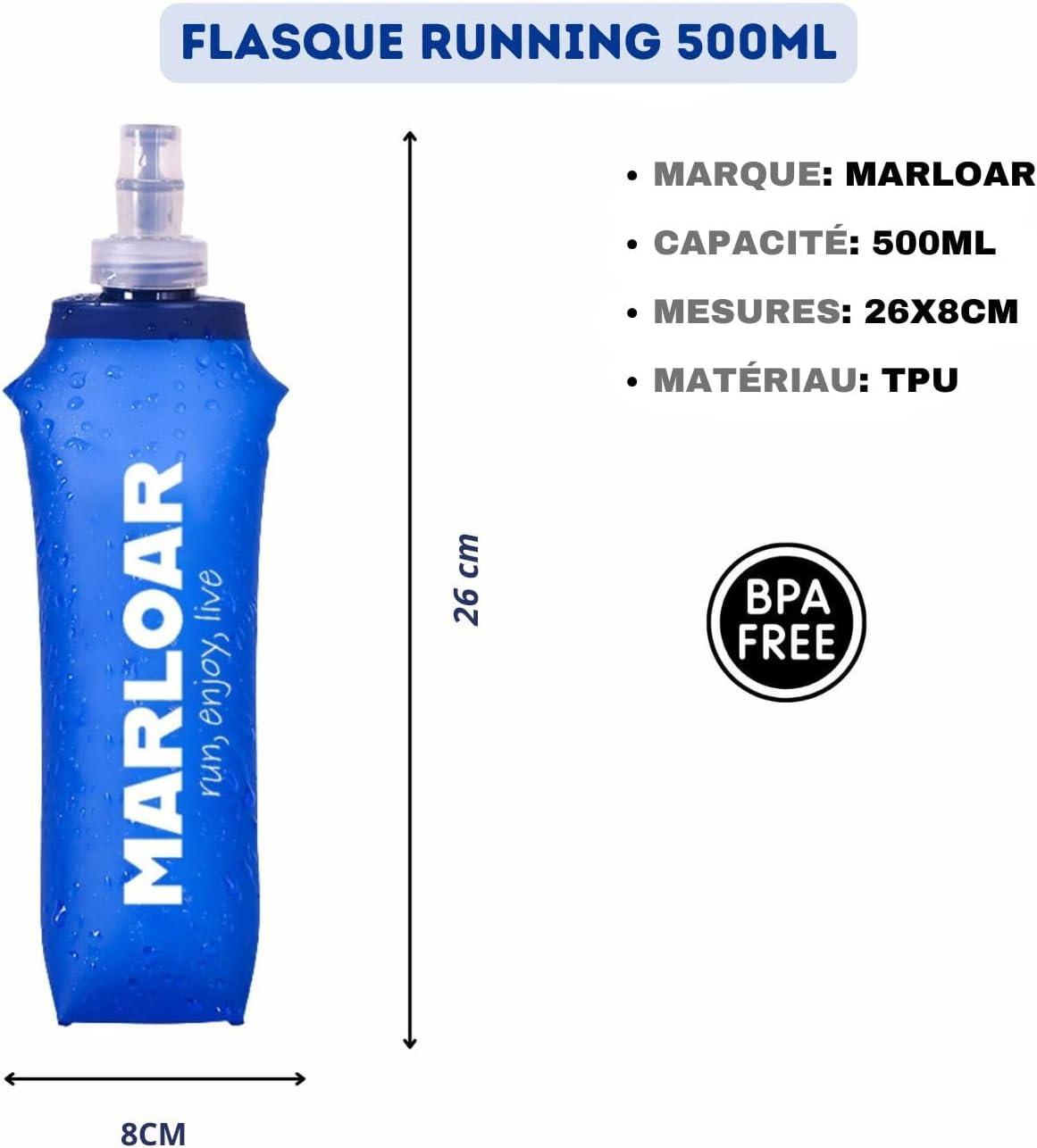 image:imageFlasque Running Pack de 2 Gourdes Souples Pliables Idal pour Course Pied Trail et Randonne sans BPABleu
