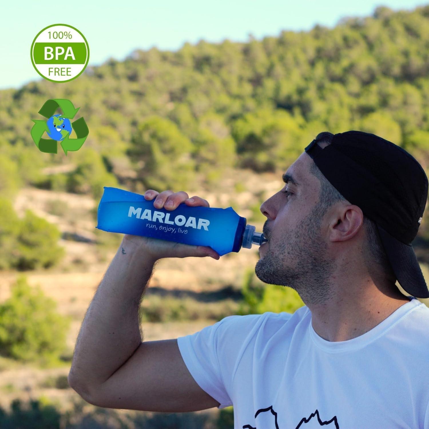 image:imageFlasque Running Pack de 2 Gourdes Souples Pliables Idal pour Course Pied Trail et Randonne sans BPABleu