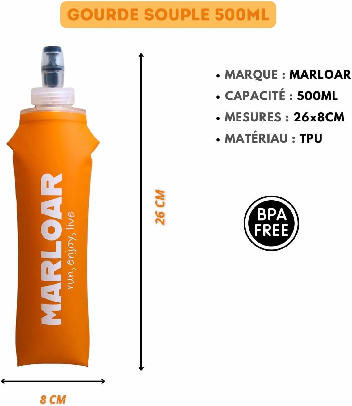 image:imageFlasque Running Pack de 2 Gourdes Souples Pliables Idal pour Course Pied Trail et Randonne sans BPAOrange