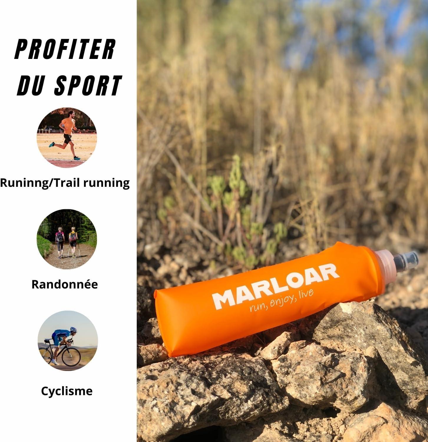 image:imageFlasque Running Pack de 2 Gourdes Souples Pliables Idal pour Course Pied Trail et Randonne sans BPAOrange