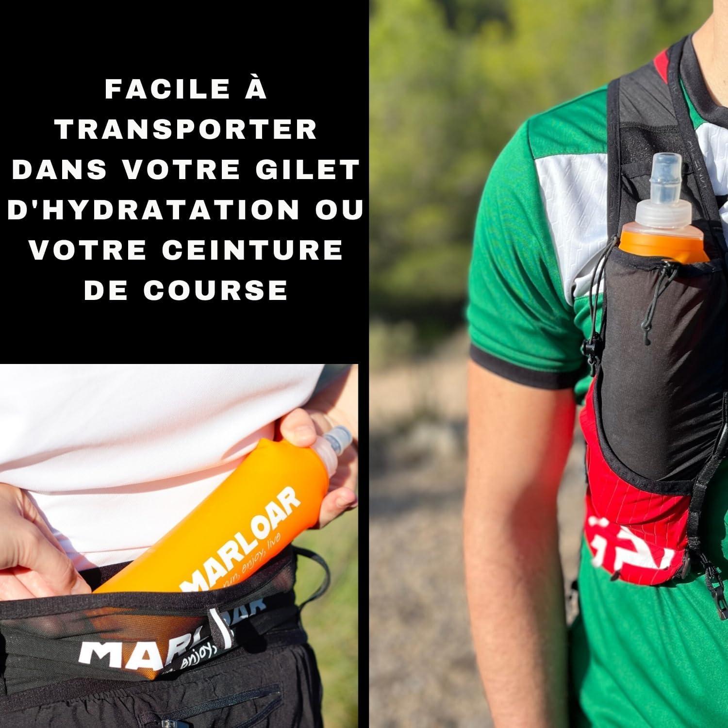 image:imageFlasque Running Pack de 2 Gourdes Souples Pliables Idal pour Course Pied Trail et Randonne sans BPAOrange