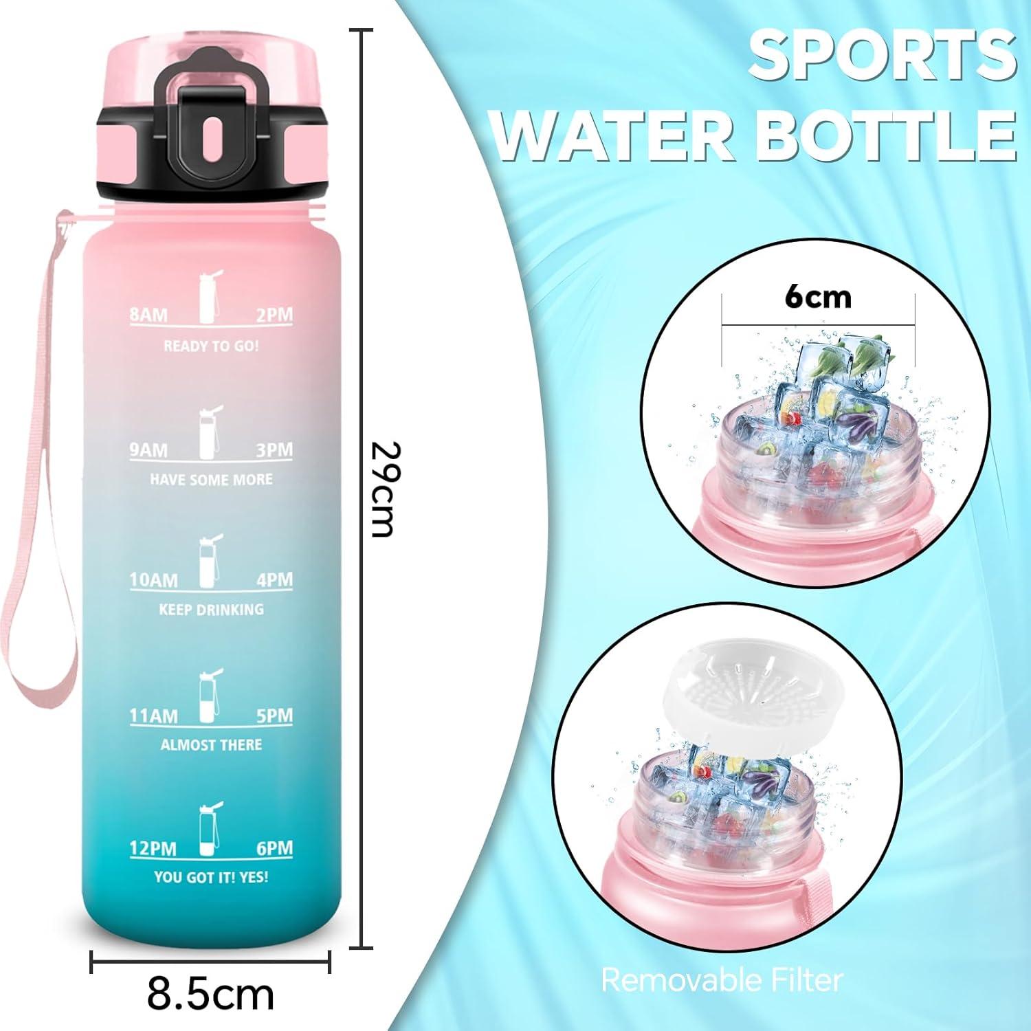 image:imageGourde 15l Sport AntiFuite Gourde Motivation avec Slogan de Motivation Bouteille Gradue pour 1 Journee Facile Nettoyer Bouteille pour Running Extrieur SportRosecyan