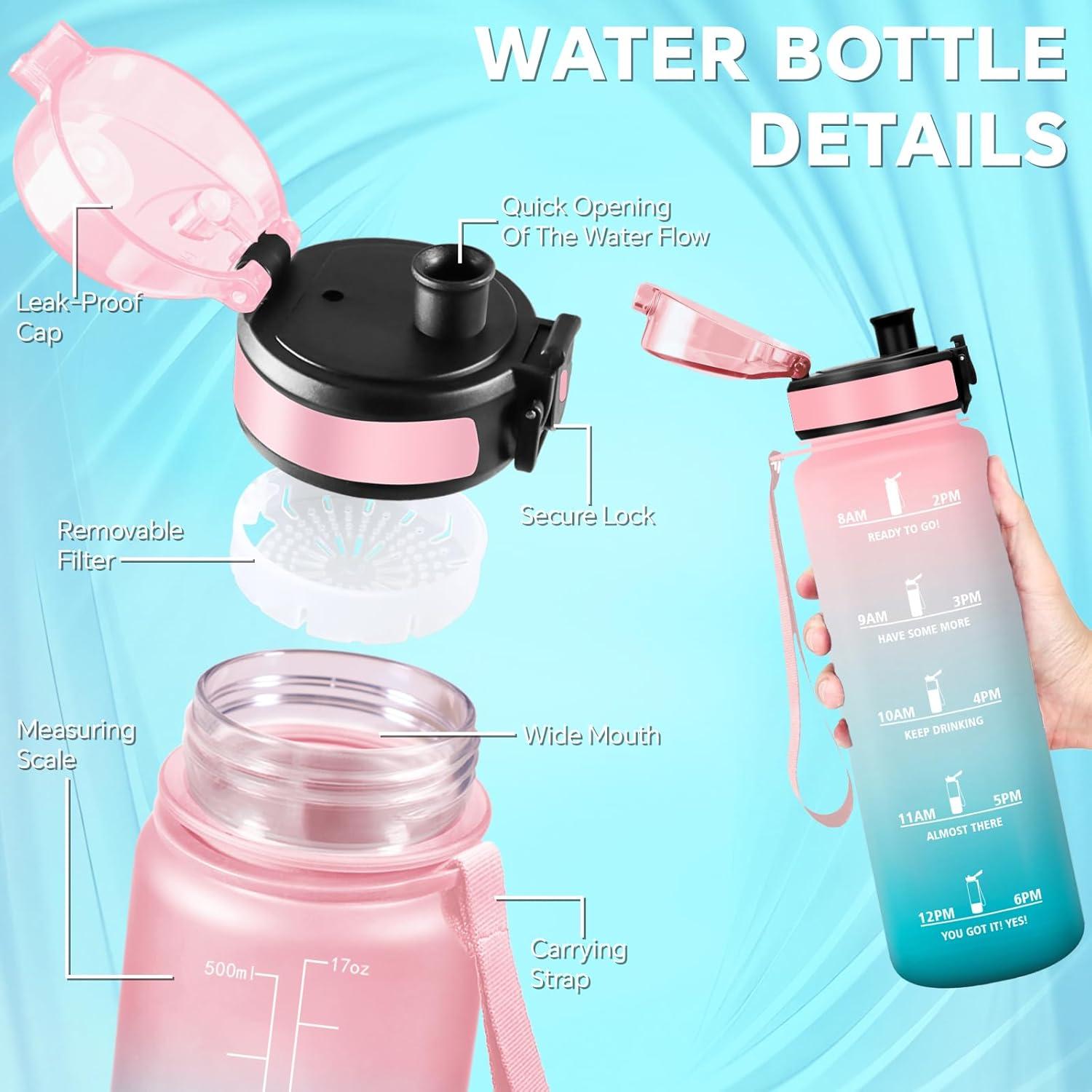 image:imageGourde 15l Sport AntiFuite Gourde Motivation avec Slogan de Motivation Bouteille Gradue pour 1 Journee Facile Nettoyer Bouteille pour Running Extrieur SportRosecyan