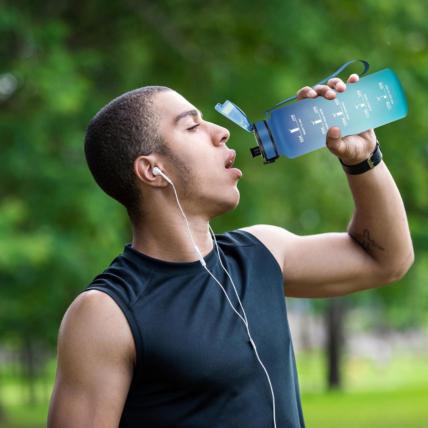 image:imageGourde 15l Sport AntiFuite Gourde Motivation avec Slogan de Motivation Bouteille Gradue pour 1 Journee Facile Nettoyer Bouteille pour Running Extrieur SportBleuvert