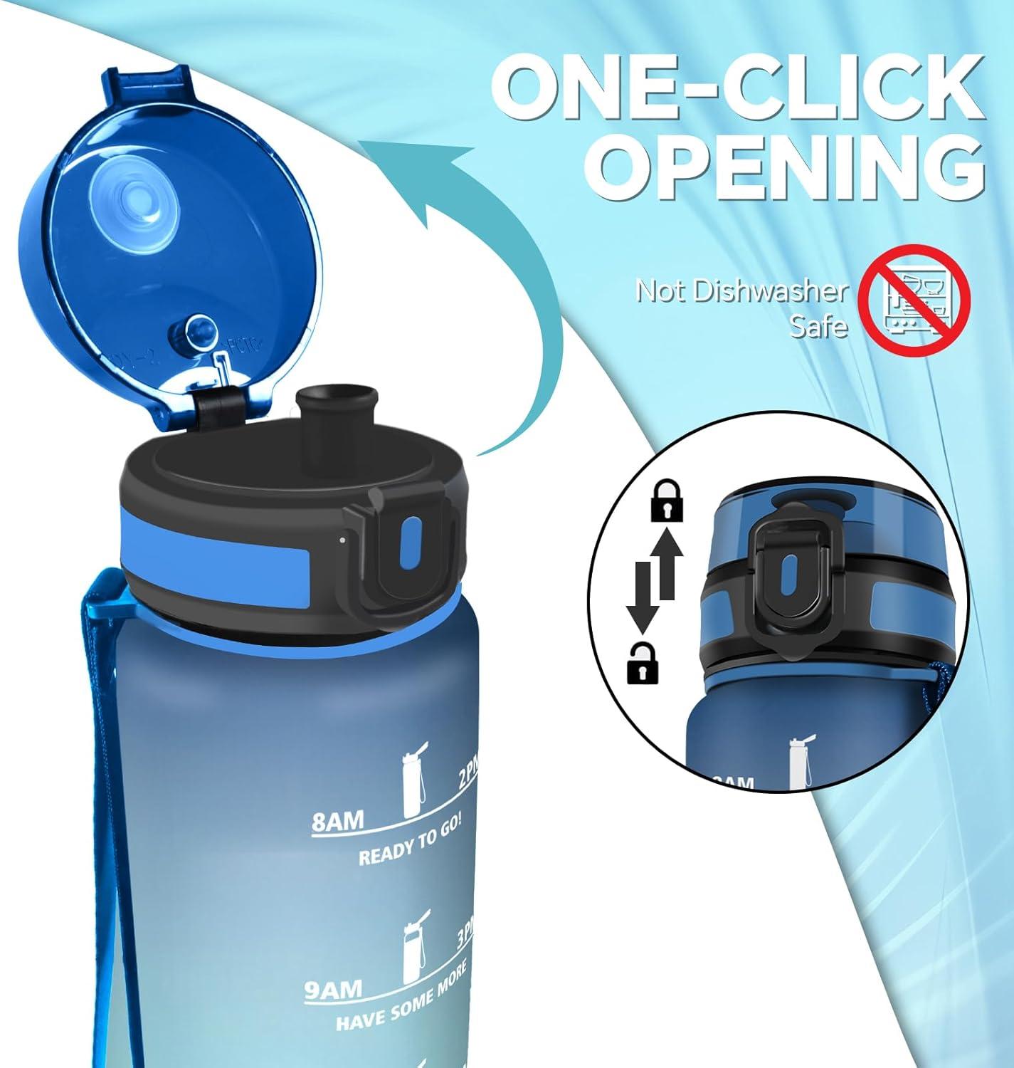 image:imageGourde 15l Sport AntiFuite Gourde Motivation avec Slogan de Motivation Bouteille Gradue pour 1 Journee Facile Nettoyer Bouteille pour Running Extrieur SportBleuvert