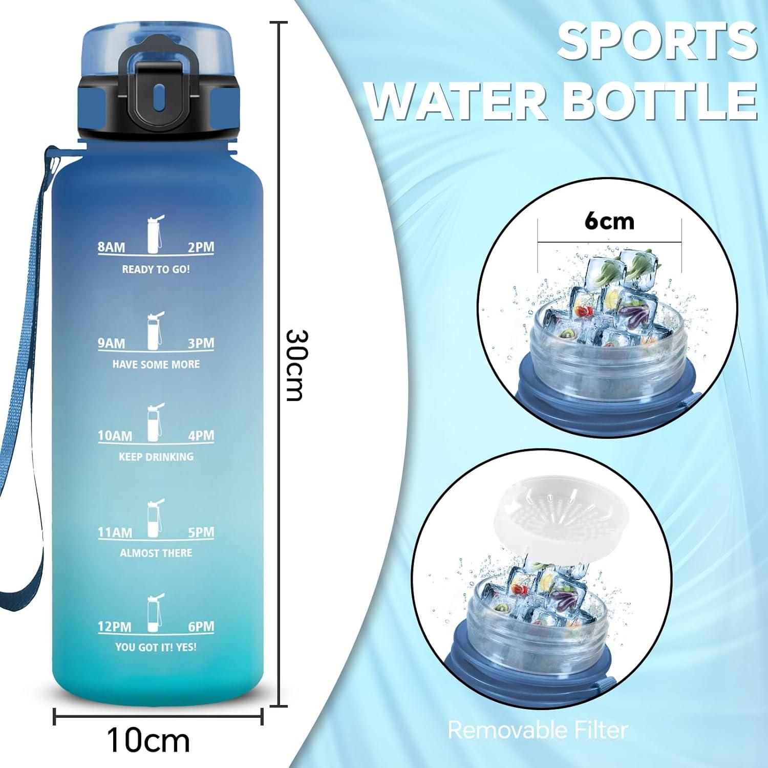 image:imageGourde 15l Sport AntiFuite Gourde Motivation avec Slogan de Motivation Bouteille Gradue pour 1 Journee Facile Nettoyer Bouteille pour Running Extrieur SportBleuvert