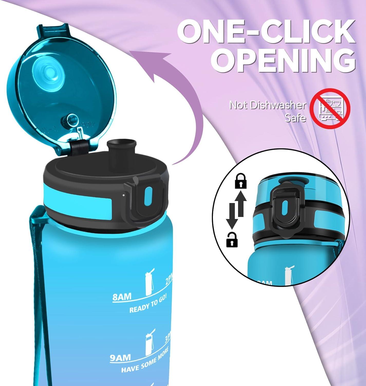 image:imageGourde 15l Sport AntiFuite Gourde Motivation avec Slogan de Motivation Bouteille Gradue pour 1 Journee Facile Nettoyer Bouteille pour Running Extrieur SportBleuviolet
