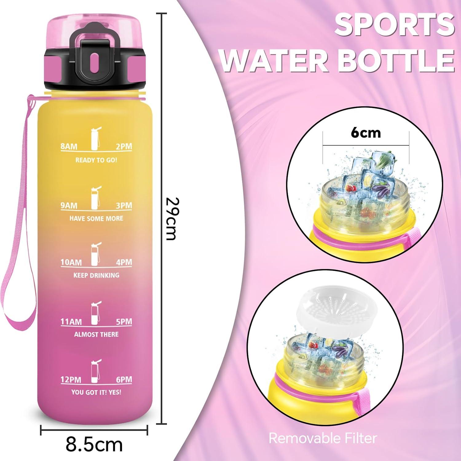 image:imageGourde 15l Sport AntiFuite Gourde Motivation avec Slogan de Motivation Bouteille Gradue pour 1 Journee Facile Nettoyer Bouteille pour Running Extrieur SportJaunerose