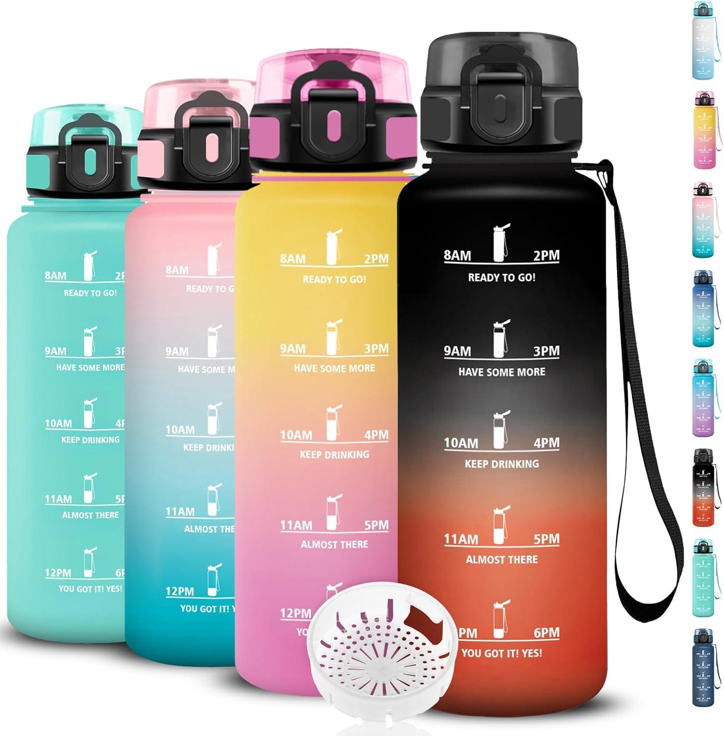 image:imageGourde 15l Sport AntiFuite Gourde Motivation avec Slogan de Motivation Bouteille Gradue pour 1 Journee Facile Nettoyer Bouteille pour Running Extrieur SportNoirrouge