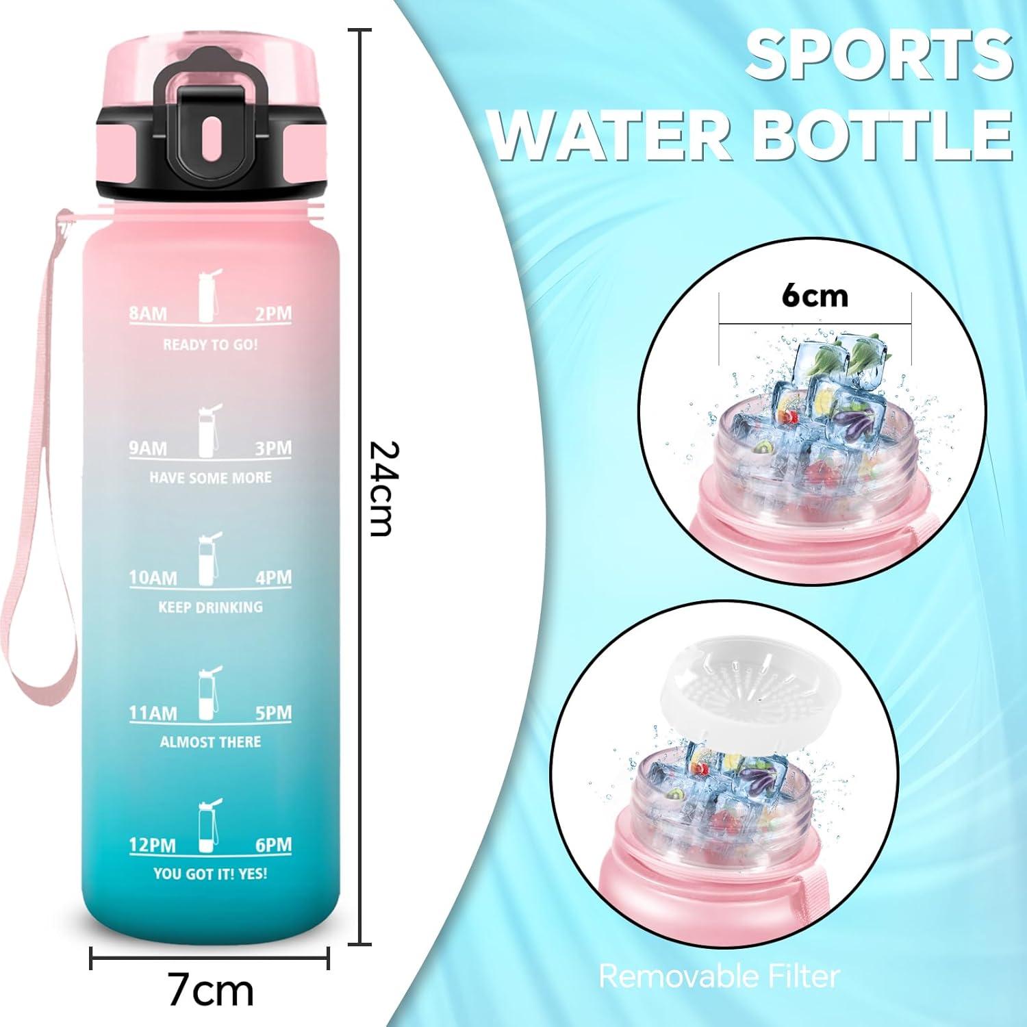 image:imageGourde 15l Sport AntiFuite Gourde Motivation avec Slogan de Motivation Bouteille Gradue pour 1 Journee Facile Nettoyer Bouteille pour Running Extrieur SportRosecyan