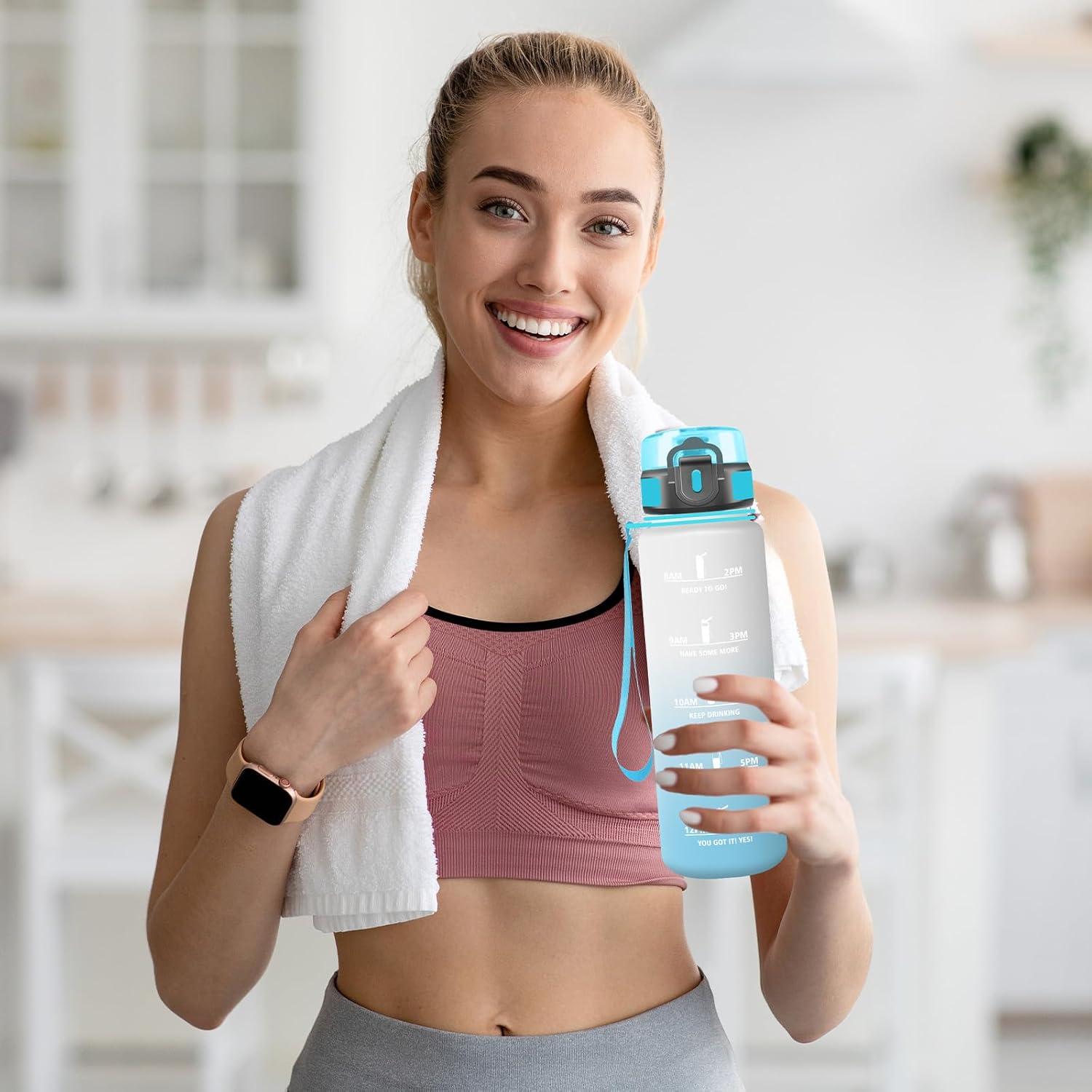 image:imageGourde 15l Sport AntiFuite Gourde Motivation avec Slogan de Motivation Bouteille Gradue pour 1 Journee Facile Nettoyer Bouteille pour Running Extrieur SportCiel de Givre