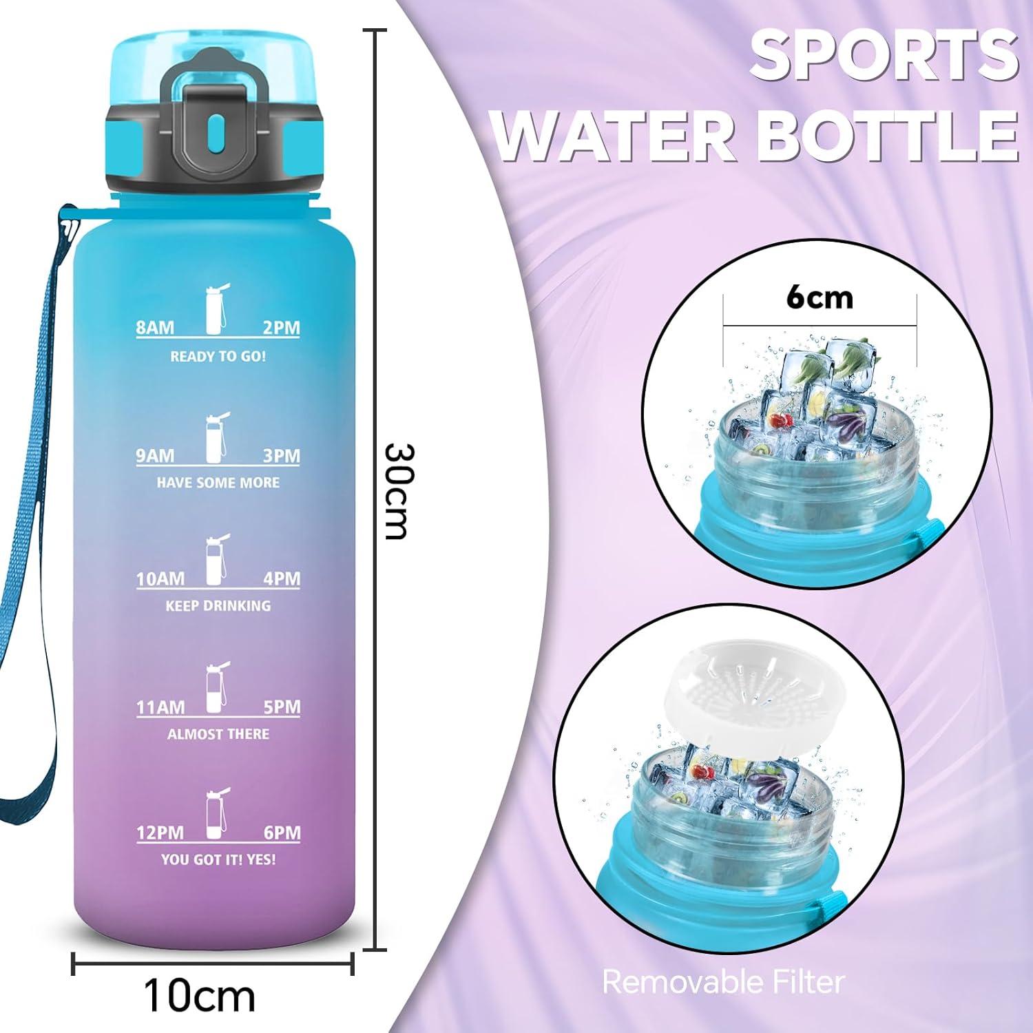 image:imageGourde 15l Sport AntiFuite Gourde Motivation avec Slogan de Motivation Bouteille Gradue pour 1 Journee Facile Nettoyer Bouteille pour Running Extrieur SportBleuviolet