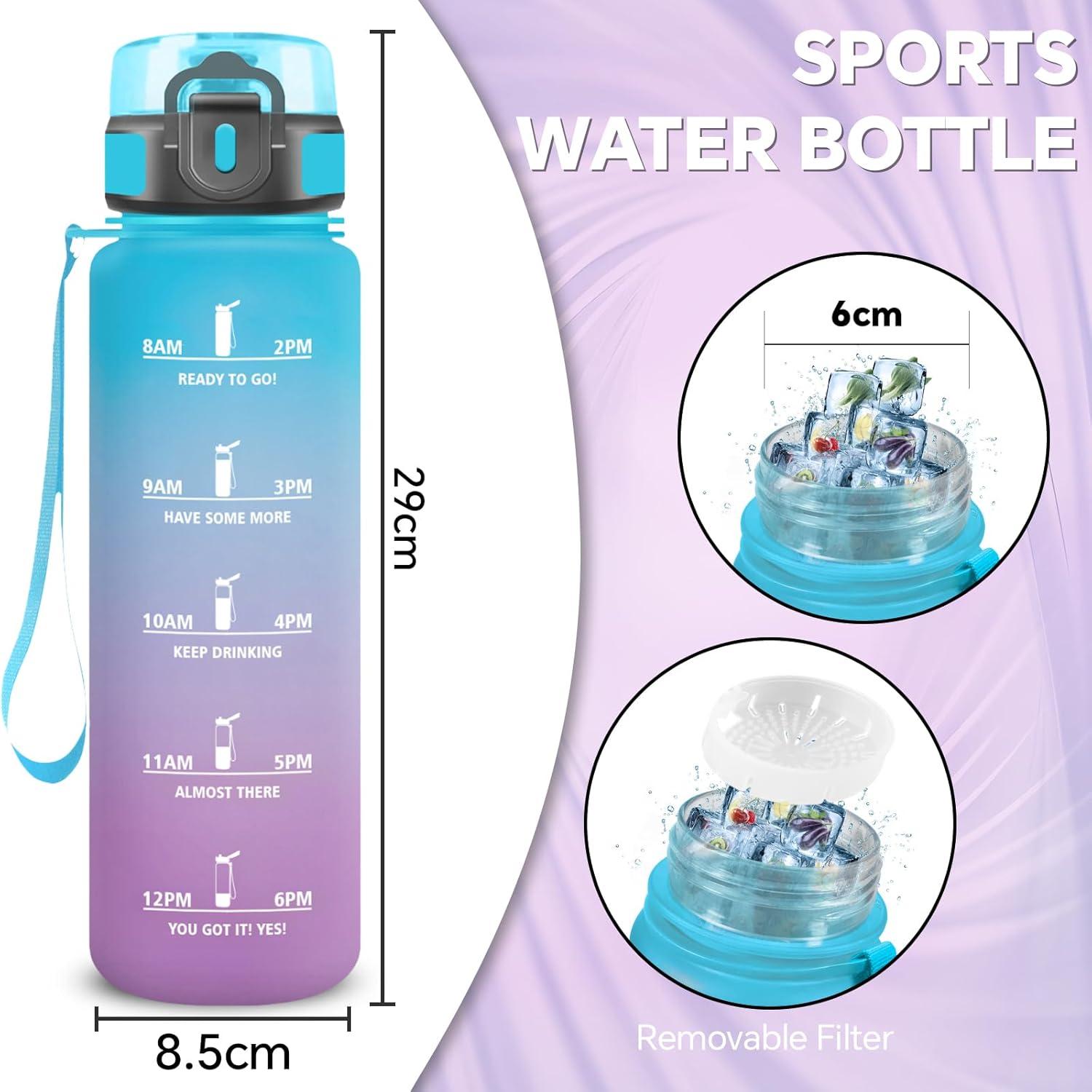 image:imageGourde 15l Sport AntiFuite Gourde Motivation avec Slogan de Motivation Bouteille Gradue pour 1 Journee Facile Nettoyer Bouteille pour Running Extrieur SportBleuviolet