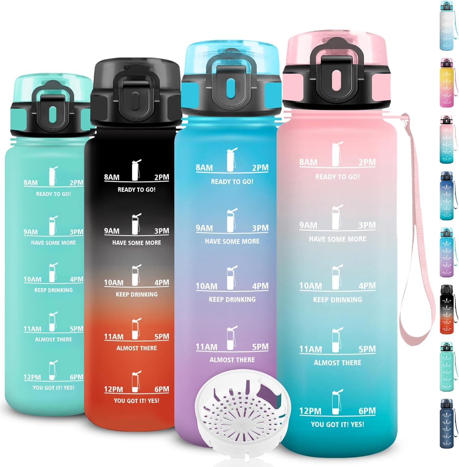 image:imageGourde 15l Sport AntiFuite Gourde Motivation avec Slogan de Motivation Bouteille Gradue pour 1 Journee Facile Nettoyer Bouteille pour Running Extrieur SportRosecyan