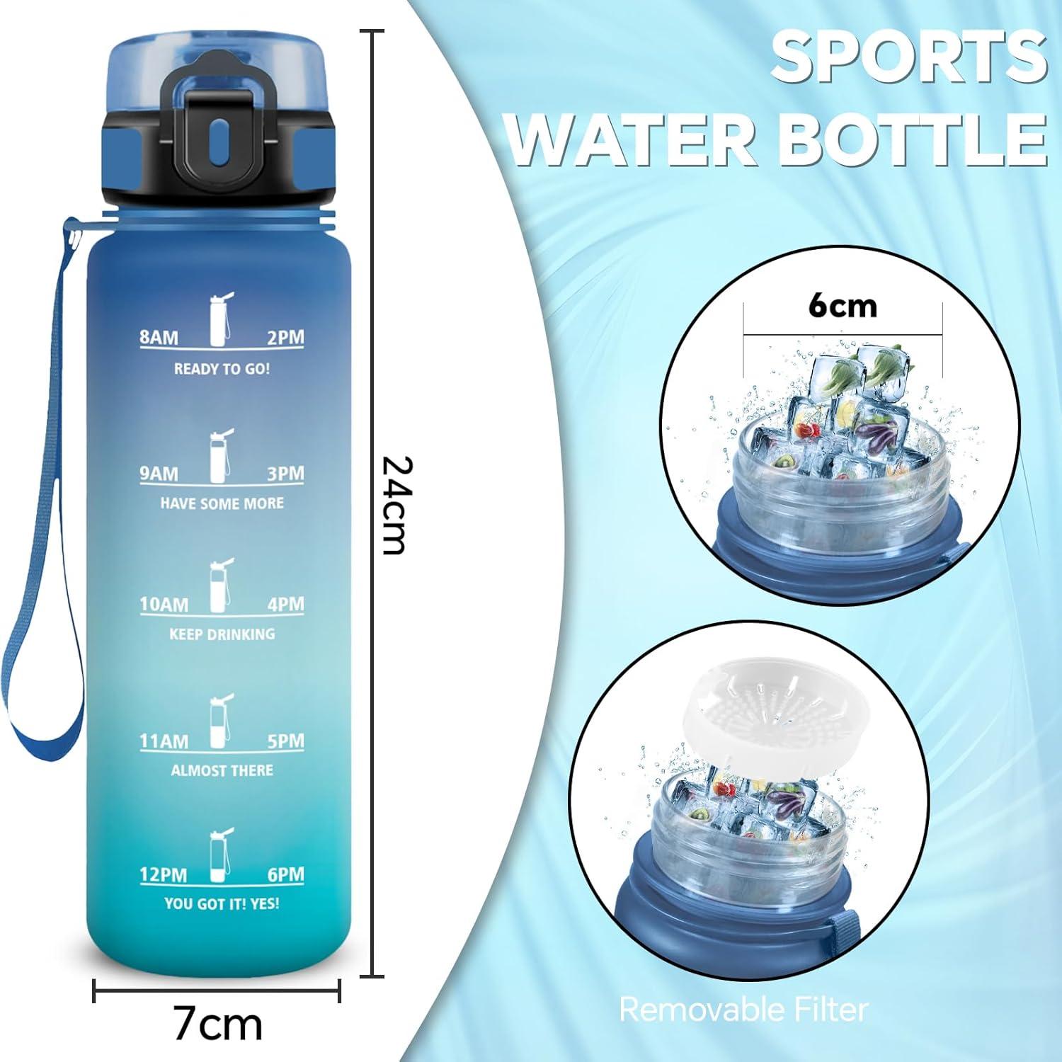 image:imageGourde 15l Sport AntiFuite Gourde Motivation avec Slogan de Motivation Bouteille Gradue pour 1 Journee Facile Nettoyer Bouteille pour Running Extrieur SportBleuvert