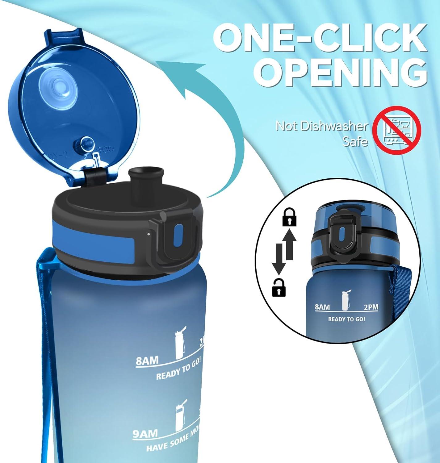 image:imageGourde 15l Sport AntiFuite Gourde Motivation avec Slogan de Motivation Bouteille Gradue pour 1 Journee Facile Nettoyer Bouteille pour Running Extrieur SportBleuvert