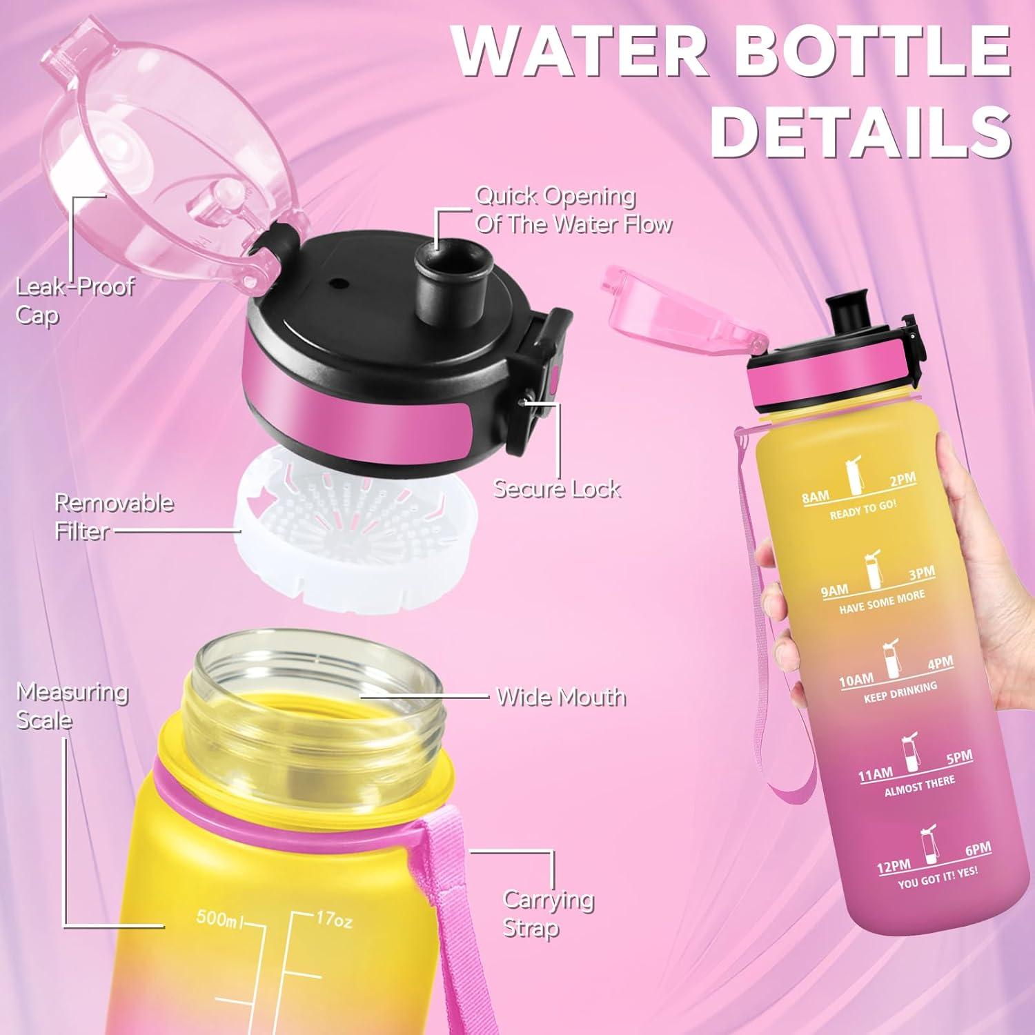 image:imageGourde 15l Sport AntiFuite Gourde Motivation avec Slogan de Motivation Bouteille Gradue pour 1 Journee Facile Nettoyer Bouteille pour Running Extrieur SportJaunerose