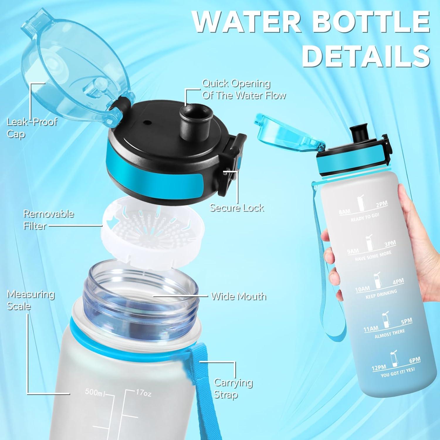 image:imageGourde 15l Sport AntiFuite Gourde Motivation avec Slogan de Motivation Bouteille Gradue pour 1 Journee Facile Nettoyer Bouteille pour Running Extrieur SportCiel de Givre