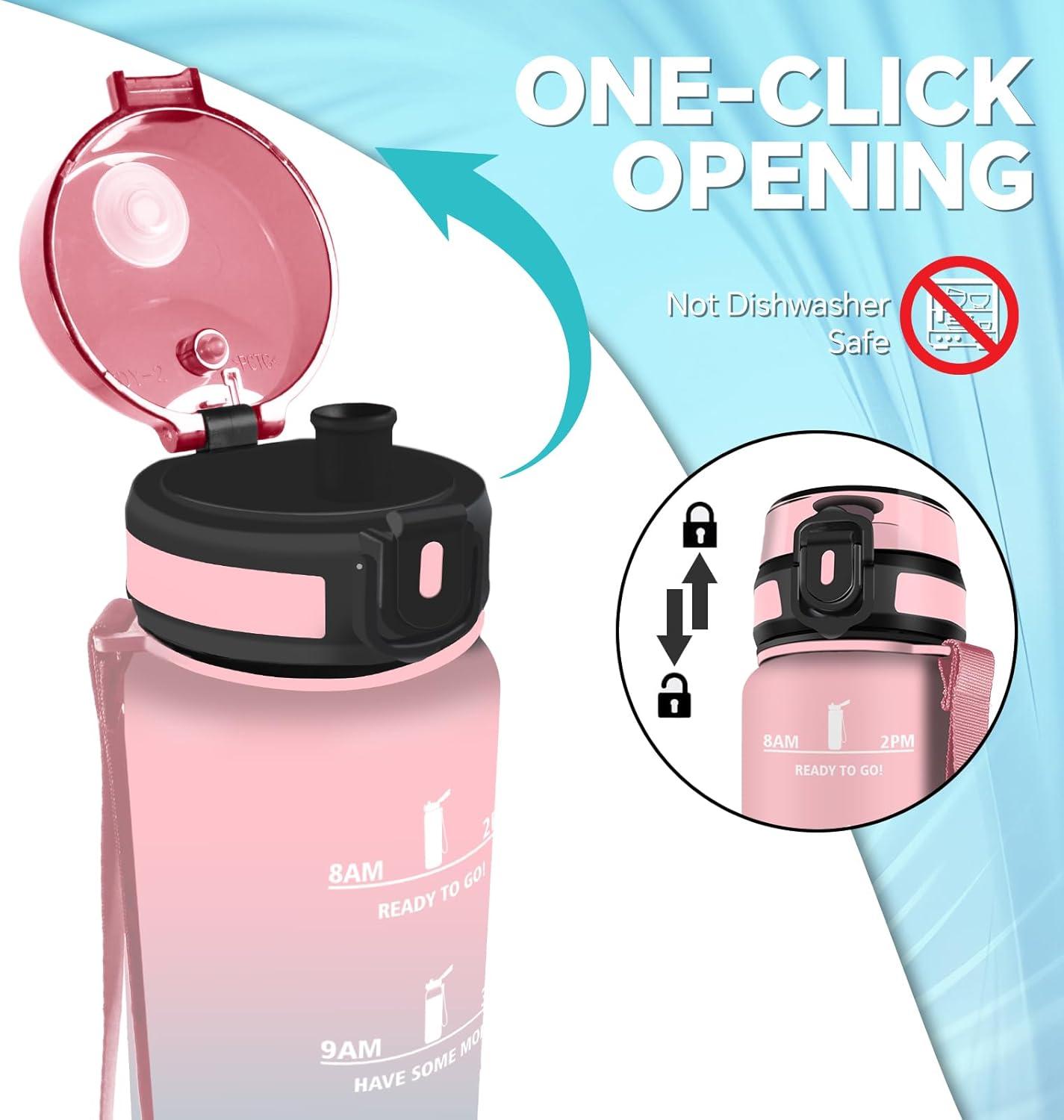 image:imageGourde 15l Sport AntiFuite Gourde Motivation avec Slogan de Motivation Bouteille Gradue pour 1 Journee Facile Nettoyer Bouteille pour Running Extrieur SportRosecyan