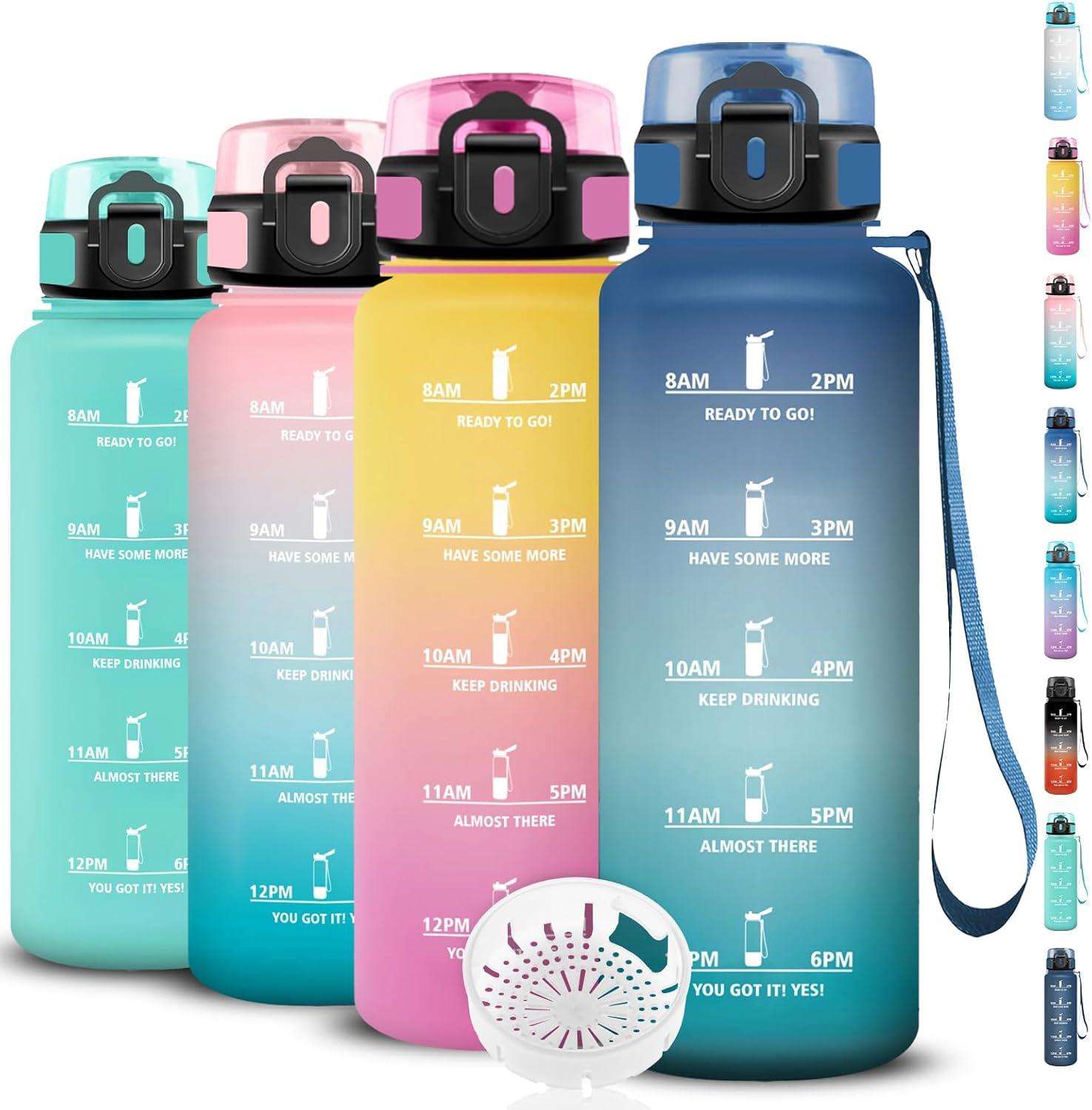image:imageGourde 15l Sport AntiFuite Gourde Motivation avec Slogan de Motivation Bouteille Gradue pour 1 Journee Facile Nettoyer Bouteille pour Running Extrieur SportBleuvert