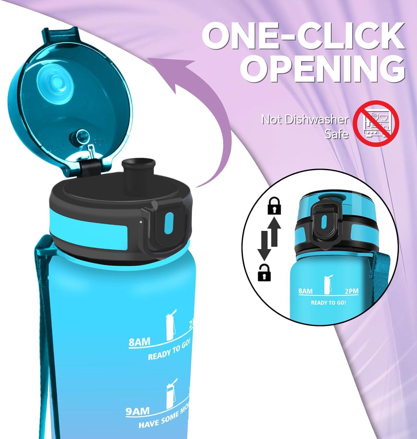 image:imageGourde 15l Sport AntiFuite Gourde Motivation avec Slogan de Motivation Bouteille Gradue pour 1 Journee Facile Nettoyer Bouteille pour Running Extrieur SportBleuviolet
