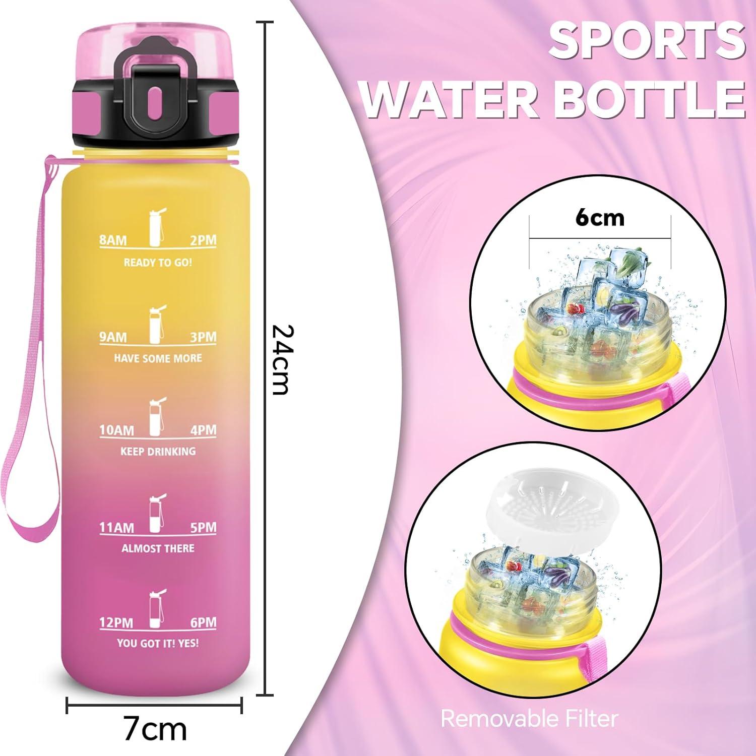 image:imageGourde 15l Sport AntiFuite Gourde Motivation avec Slogan de Motivation Bouteille Gradue pour 1 Journee Facile Nettoyer Bouteille pour Running Extrieur SportJaunerose