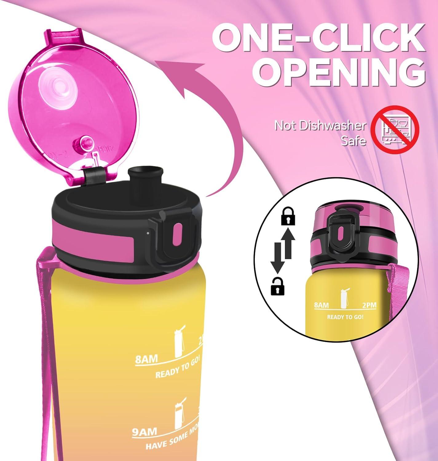 image:imageGourde 15l Sport AntiFuite Gourde Motivation avec Slogan de Motivation Bouteille Gradue pour 1 Journee Facile Nettoyer Bouteille pour Running Extrieur SportJaunerose