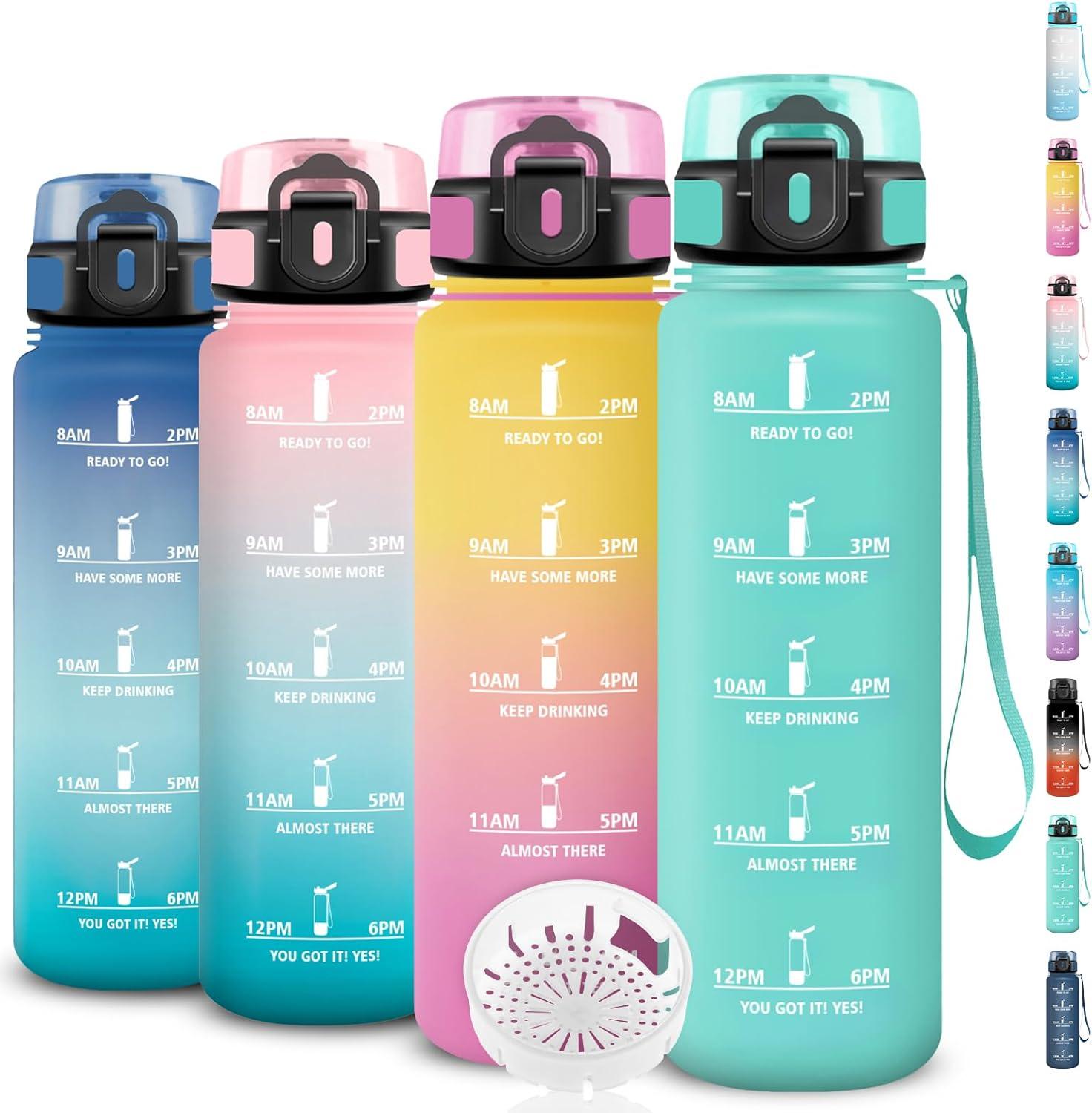 image:imageGourde 15l Sport AntiFuite Gourde Motivation avec Slogan de Motivation Bouteille Gradue pour 1 Journee Facile Nettoyer Bouteille pour Running Extrieur SportCyanbleu