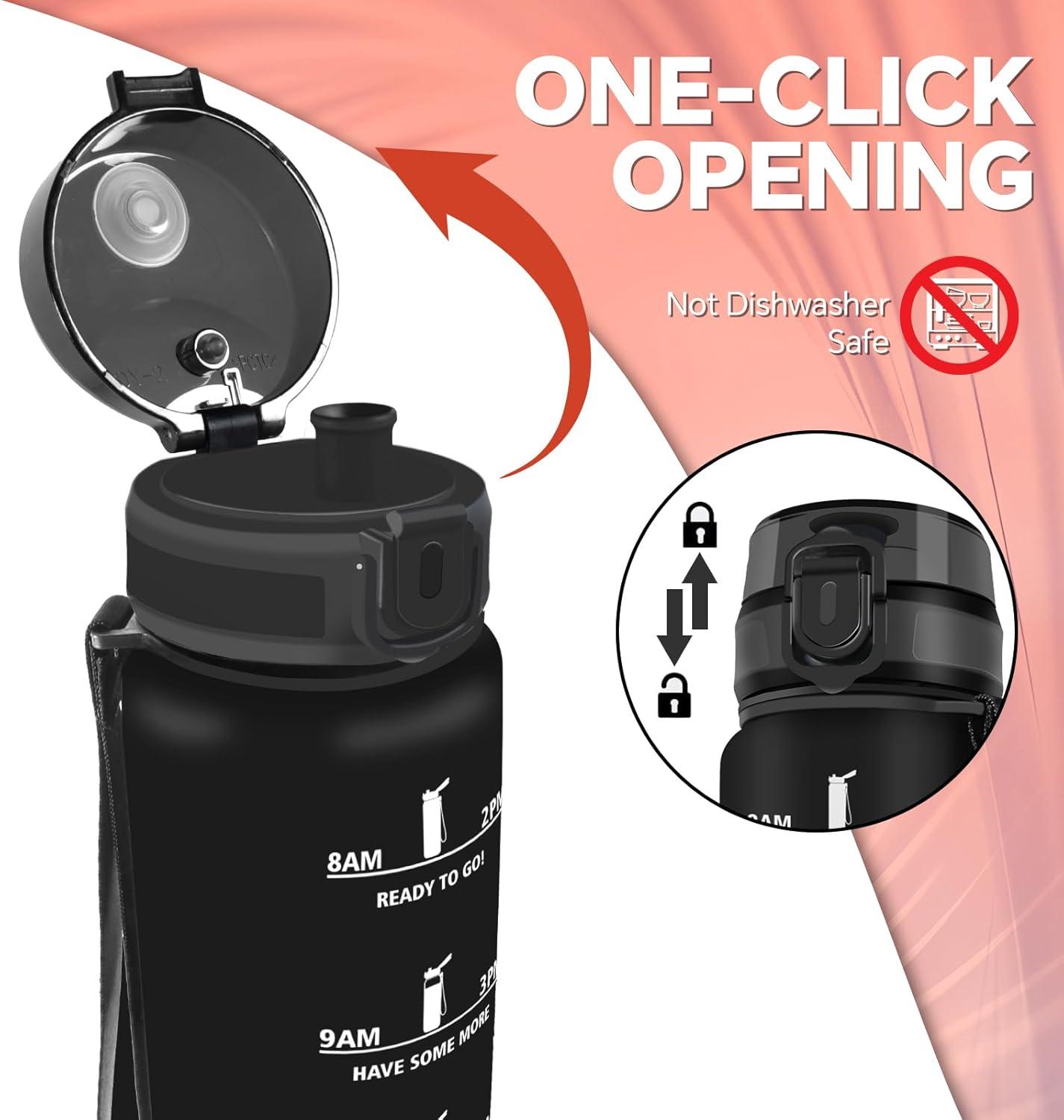 image:imageGourde 15l Sport AntiFuite Gourde Motivation avec Slogan de Motivation Bouteille Gradue pour 1 Journee Facile Nettoyer Bouteille pour Running Extrieur SportNoirrouge