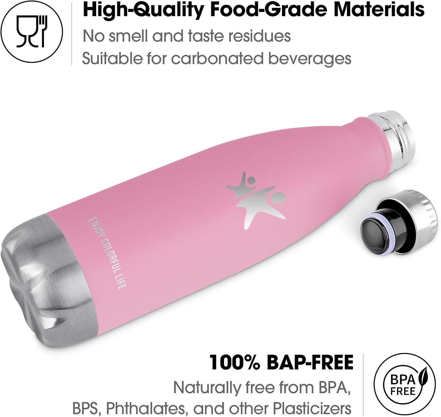 image:imageKollyKolla Gourde Inox Isotherme 350500650750ml Bouteille deau Acier Inoxydable Double Paroi Reutilisable Gourdes Sans BPA Etanche Bidon Anti Fuite pour Enfant ampamp Adulte Sport Gym coleNeuf Rose