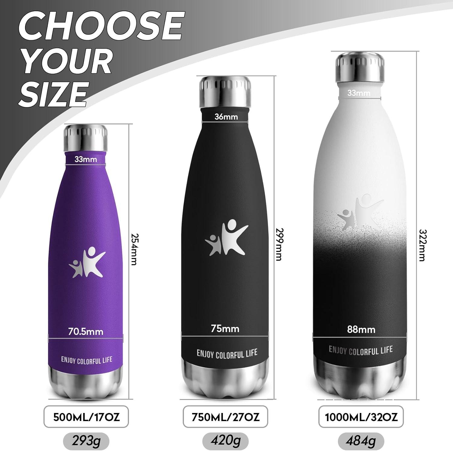 image:imageKollyKolla Gourde Inox Isotherme 350500650750ml Bouteille deau Acier Inoxydable Double Paroi Reutilisable Gourdes Sans BPA Etanche Bidon Anti Fuite pour Enfant ampamp Adulte Sport Gym coleNeuf Blanc Noir