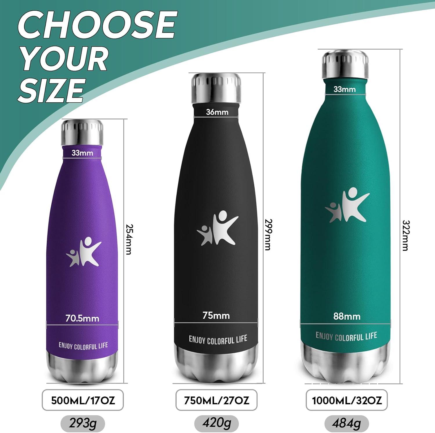 image:imageKollyKolla Gourde Inox Isotherme 350500650750ml Bouteille deau Acier Inoxydable Double Paroi Reutilisable Gourdes Sans BPA Etanche Bidon Anti Fuite pour Enfant ampamp Adulte Sport Gym coleNeuf Vert Fonc